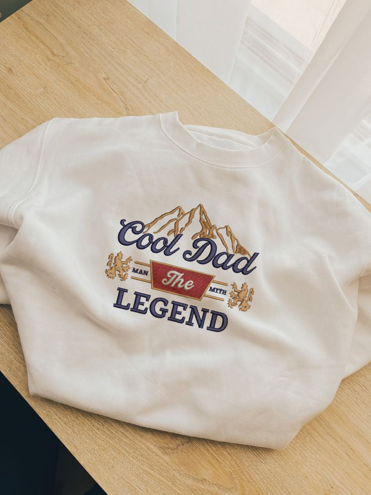 Cool Dad The Legend Sweatshirt, Father’s Day Gift for Dad, Embroidered Dad Hoodie, Gift for Him, Best Dad Crewneck