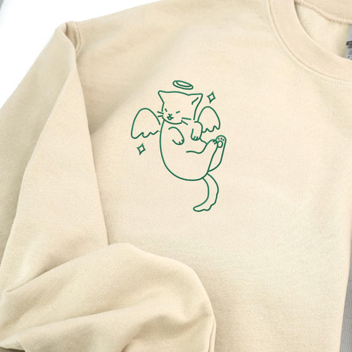 Angel and Demon Cat Matching Sweatshirts for Couples, Heart on Sleeve, His and Her Sweatshirt, Matching Couple Hoodies, Birthday Gift