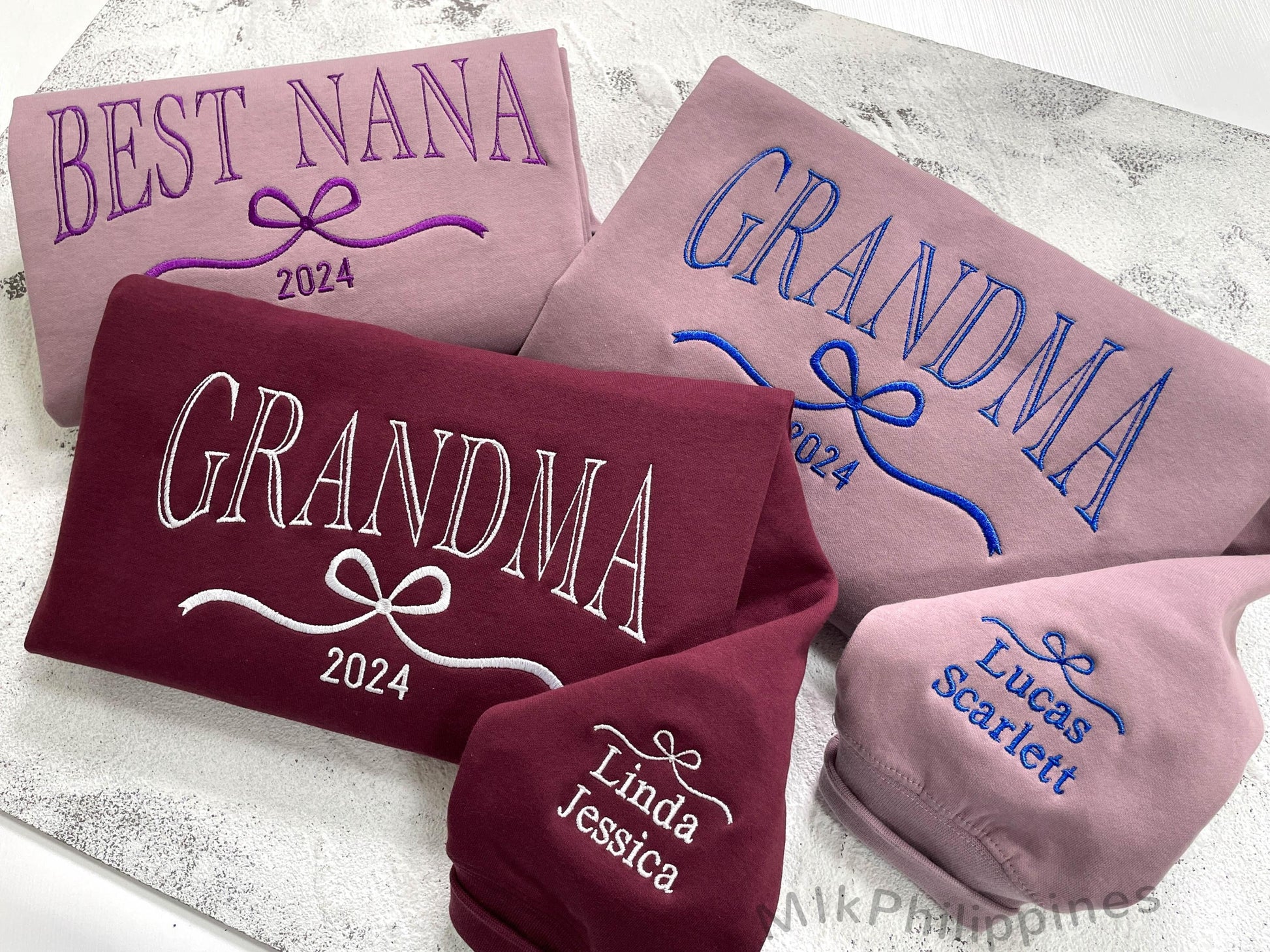 Custom Grandma Sweatshirt with Grandkids Name on Sleeve, Embroidered Grammy Sweatshirt, Gigi Mimi Nana Sweatshirt, Mothers Day Gift