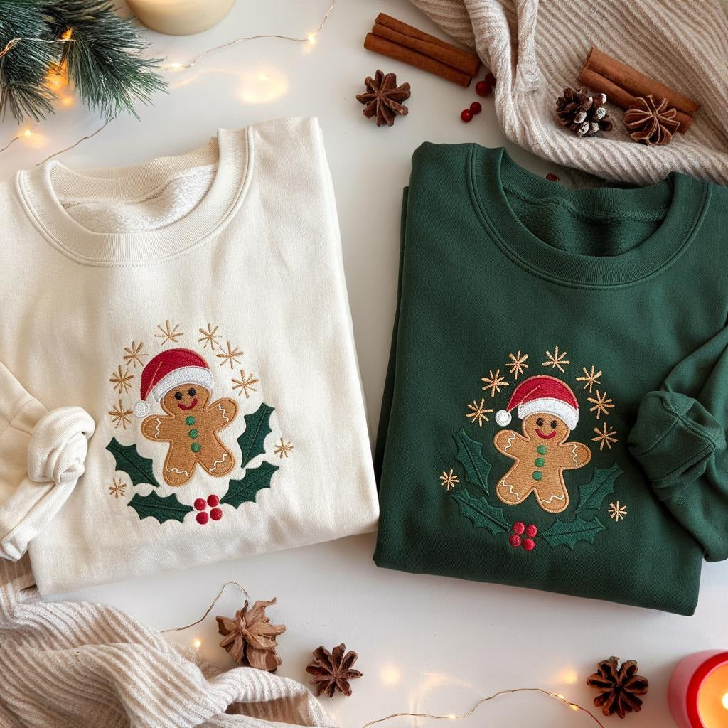 Embroidered Christmas Gingerbread Sweatshirt, Holiday Sweatshirt, Gingerbread Man Embroidered Sweater, Christmas Sweater, Merry Xmas Shirt