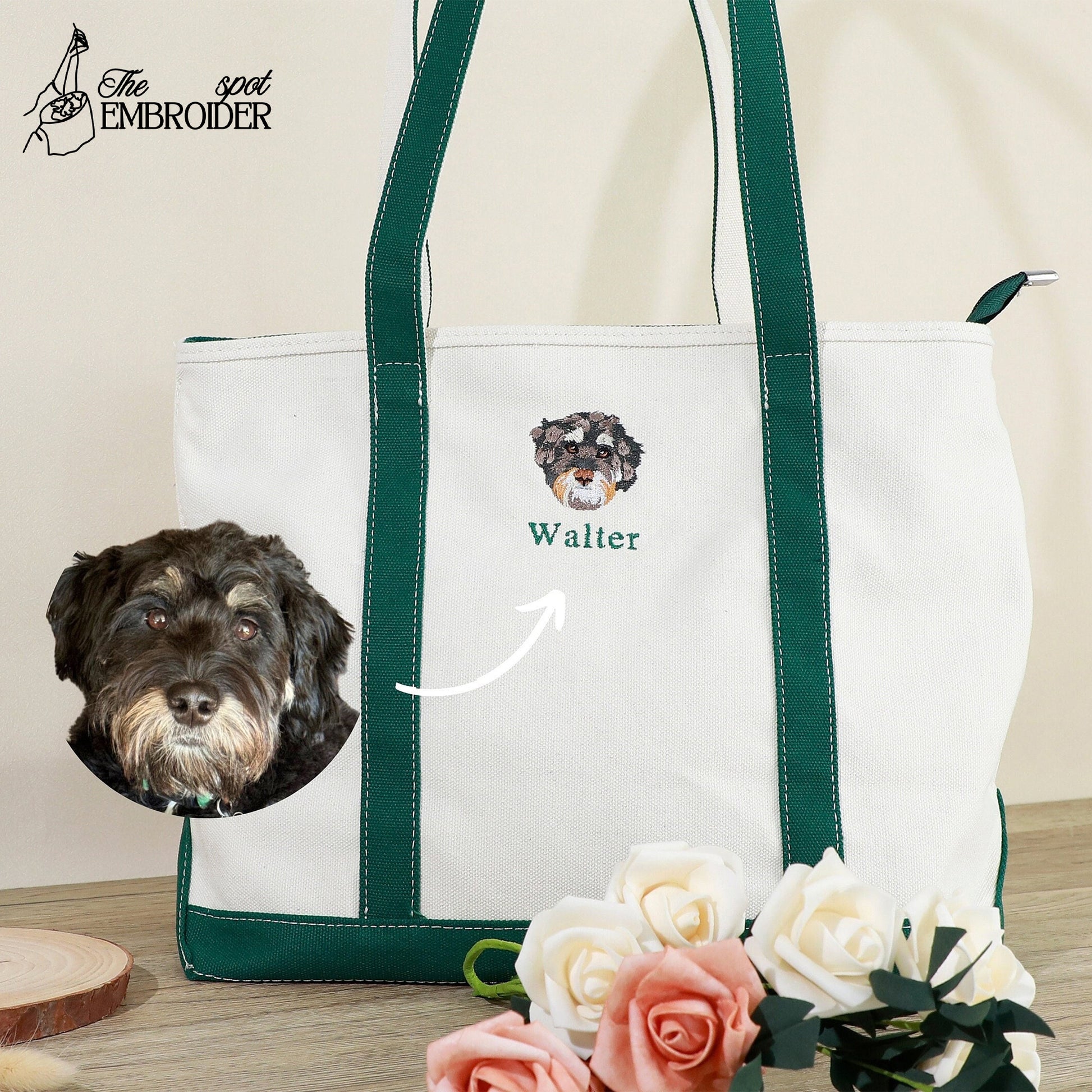 Personalized Pet Boat Tote, Custom Dog Embroidered Bag, Cat Lover Gift, Dog Mom Bag, Custom Name Tote Bag, Design Your Dog Tote, Mather's Day Gift