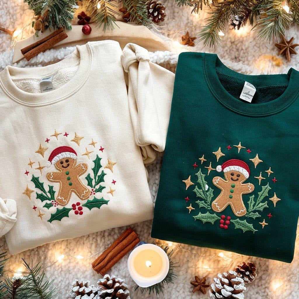 Embroidered Christmas Gingerbread Sweatshirt, Holiday Sweatshirt, Gingerbread Man Embroidered Sweater, Christmas Sweater, Merry Xmas Shirt