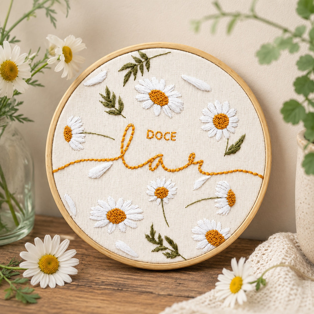 Hand Embroidered Daisy Hoop Art, Handmade Floral Embroidery Wall Decor, Daisy Flower Wall Hanging, Cottagecore Botanical Gift EM18