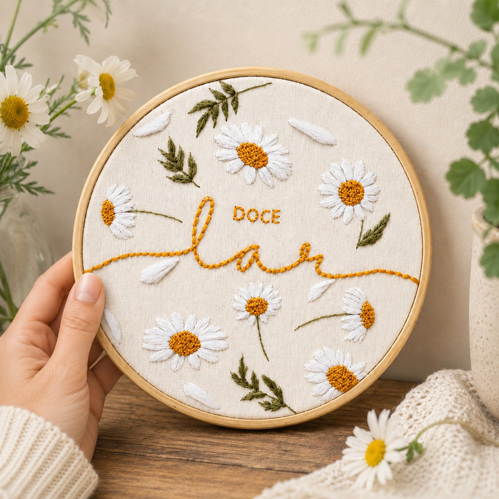 Hand Embroidered Daisy Hoop Art, Handmade Floral Embroidery Wall Decor, Daisy Flower Wall Hanging, Cottagecore Botanical Gift EM18