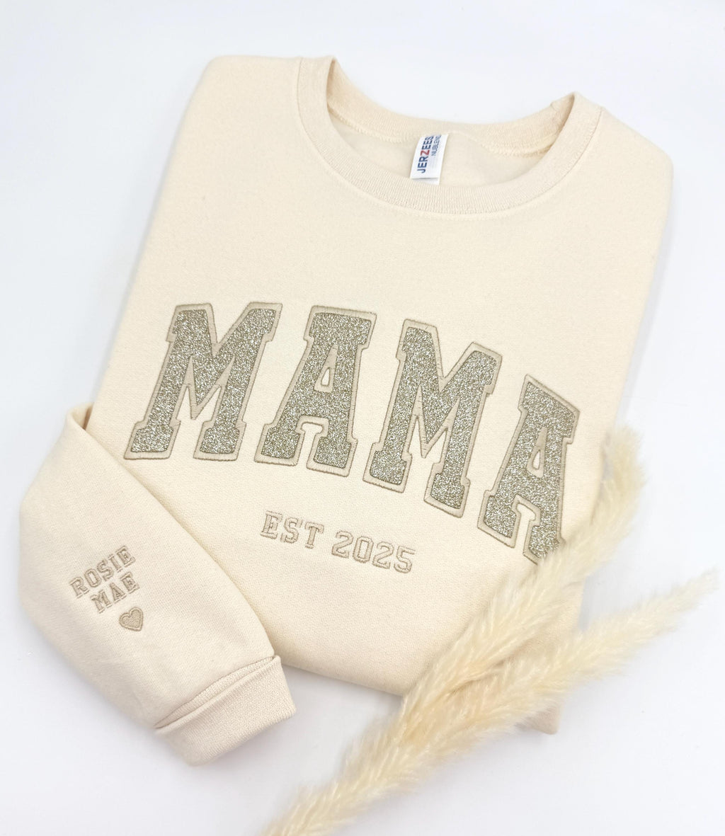 Mama Embroidered Sweatshirt, Custom Est. Year Sweater, Personalized Mom Gift, New Mom Outfit, Gift for Mama, Mothers Day Gifts, Mom Gifts