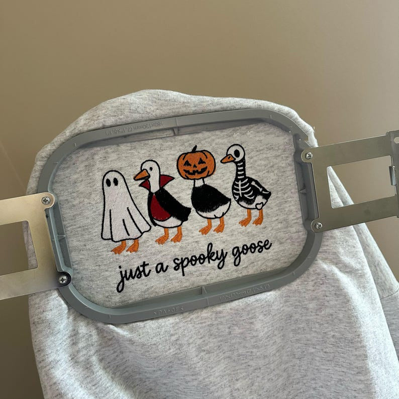 Spooky Goose Embroidered Shirt, Halloween Spooky Season Shirt, Embroidery Geese Fall Autumn, Halloween Gift HLEM22