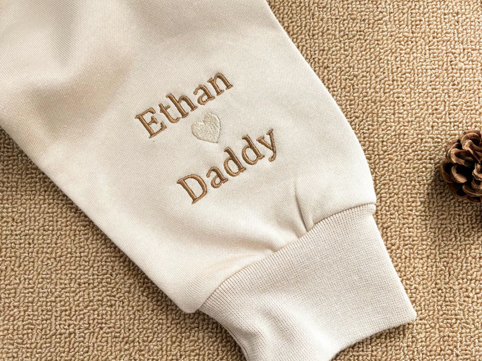 Custom Dad Embroidered Photo Portrait Sweatshirt, Personalized Father’s Day Gift with Name on Sleeve
