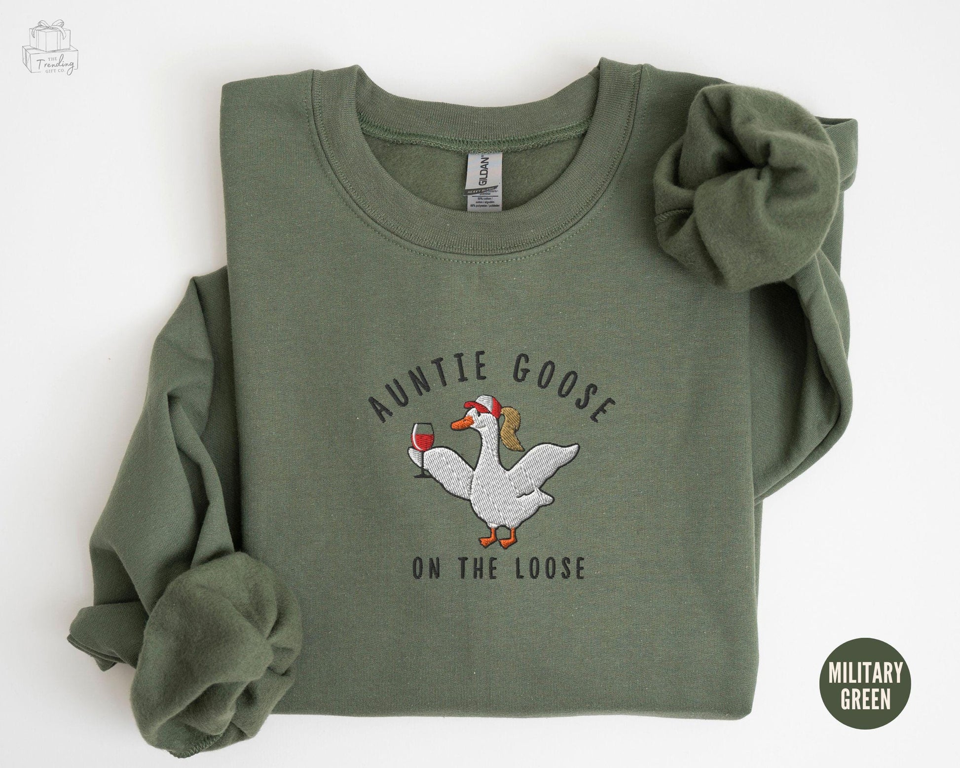 Embroidered Auntie Silly Goose Sweatshirt, Cool Aunts Club Crewneck, Funny Wine Lover Gift for Aunt, New Pregnancy Announcement Sweater
