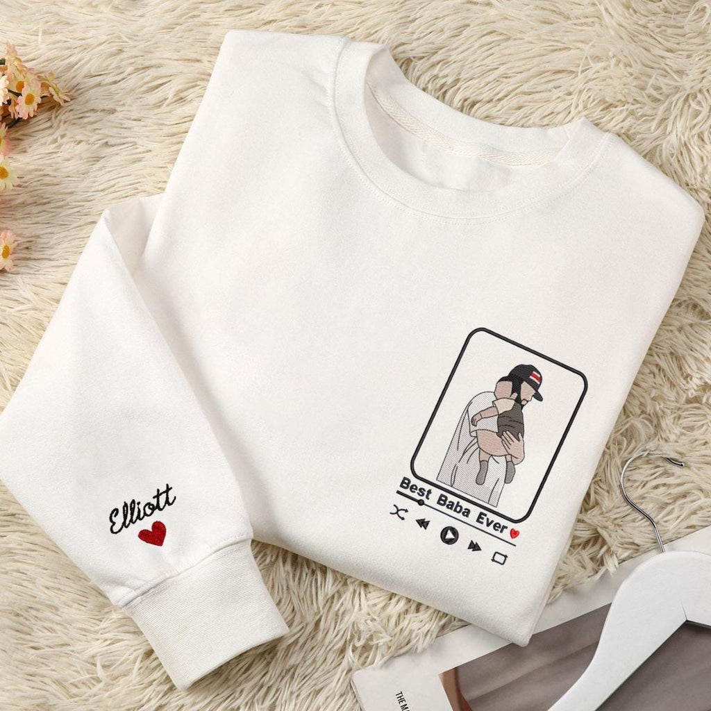 Custom Embroidered Dad Portrait Shirt, Father's Day Gift, Personalized Dad Shirt, Embroidered Photo Shirt, Embroidered Dad Shirt