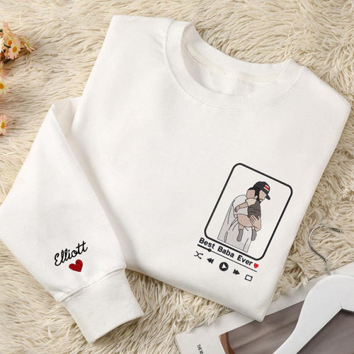 Custom Embroidered Dad Portrait Shirt, Father's Day Gift, Personalized Dad Shirt, Embroidered Photo Shirt, Embroidered Dad Shirt