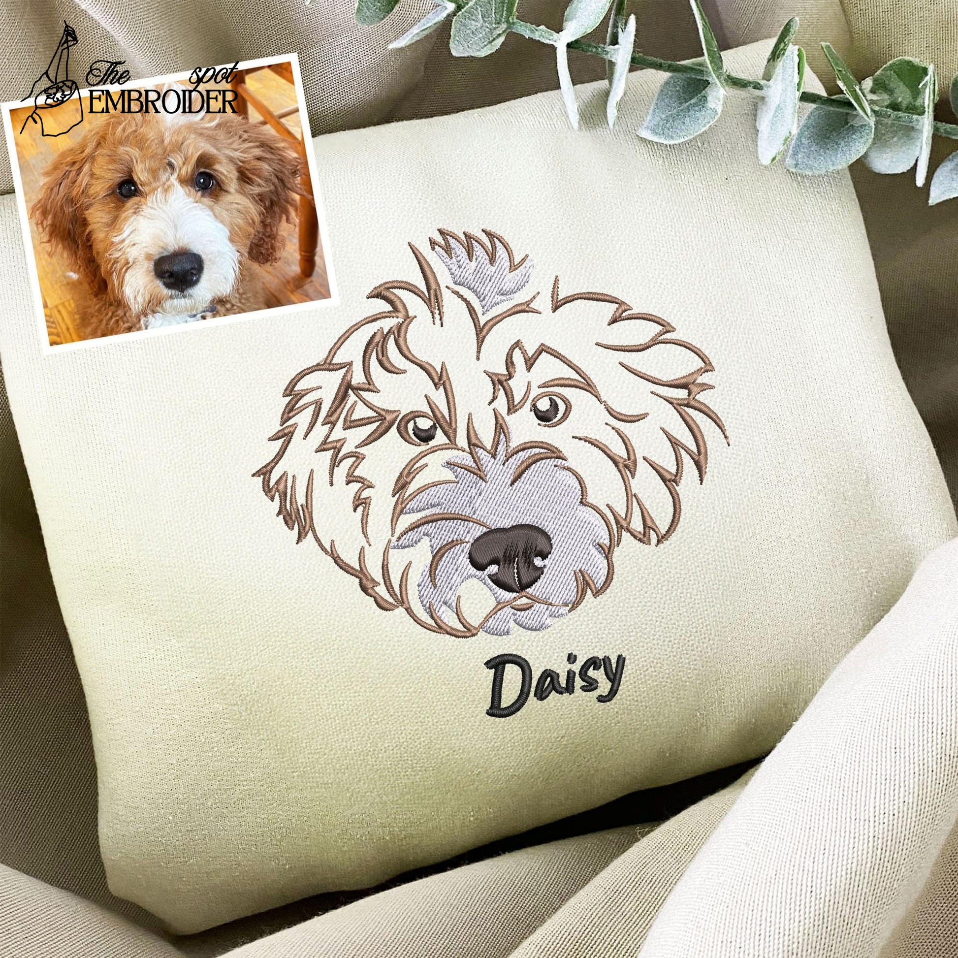 Custom Embroidered Dog Sweatshirt, Personalized Pet Portrait Shirt, Dog Shirt For Dad, Pet Memorial Gift