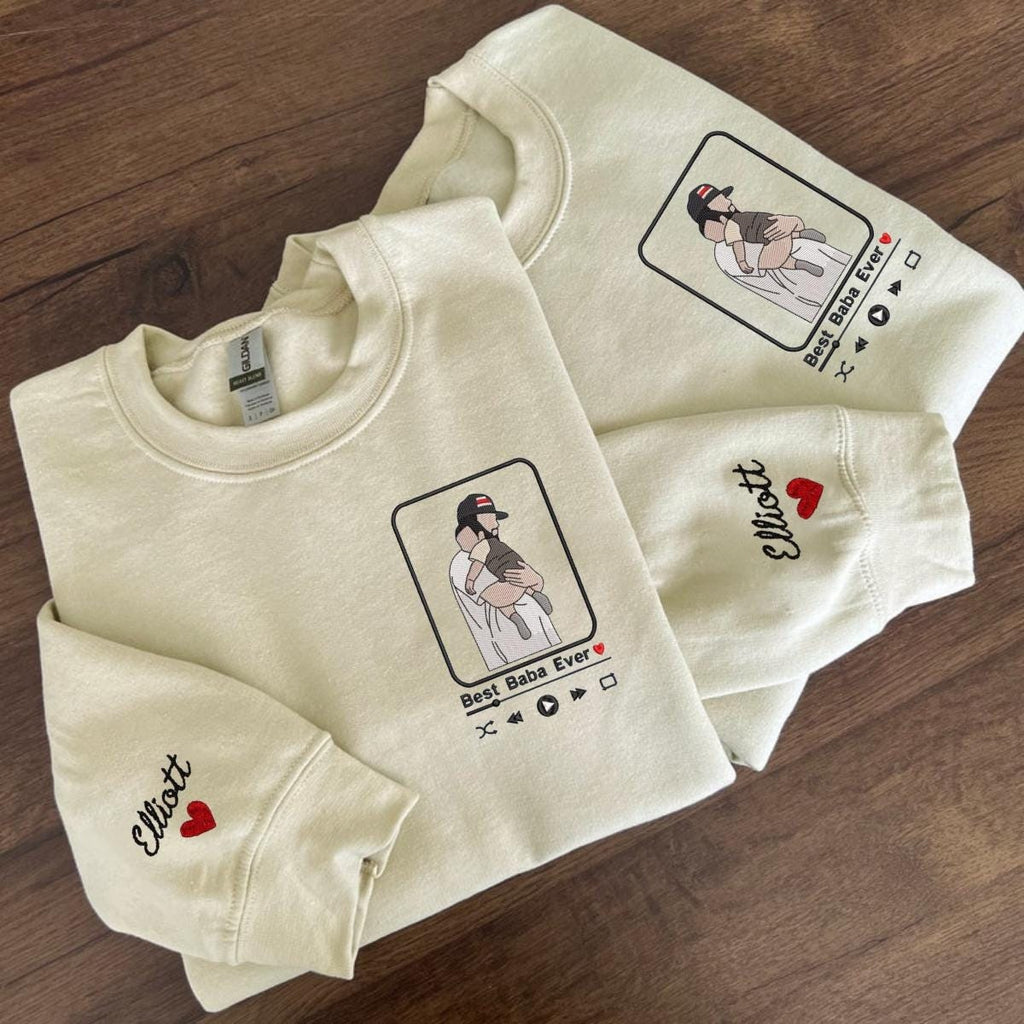 Custom Embroidered Dad Portrait Shirt, Father's Day Gift, Personalized Dad Shirt, Embroidered Photo Shirt, Embroidered Dad Shirt