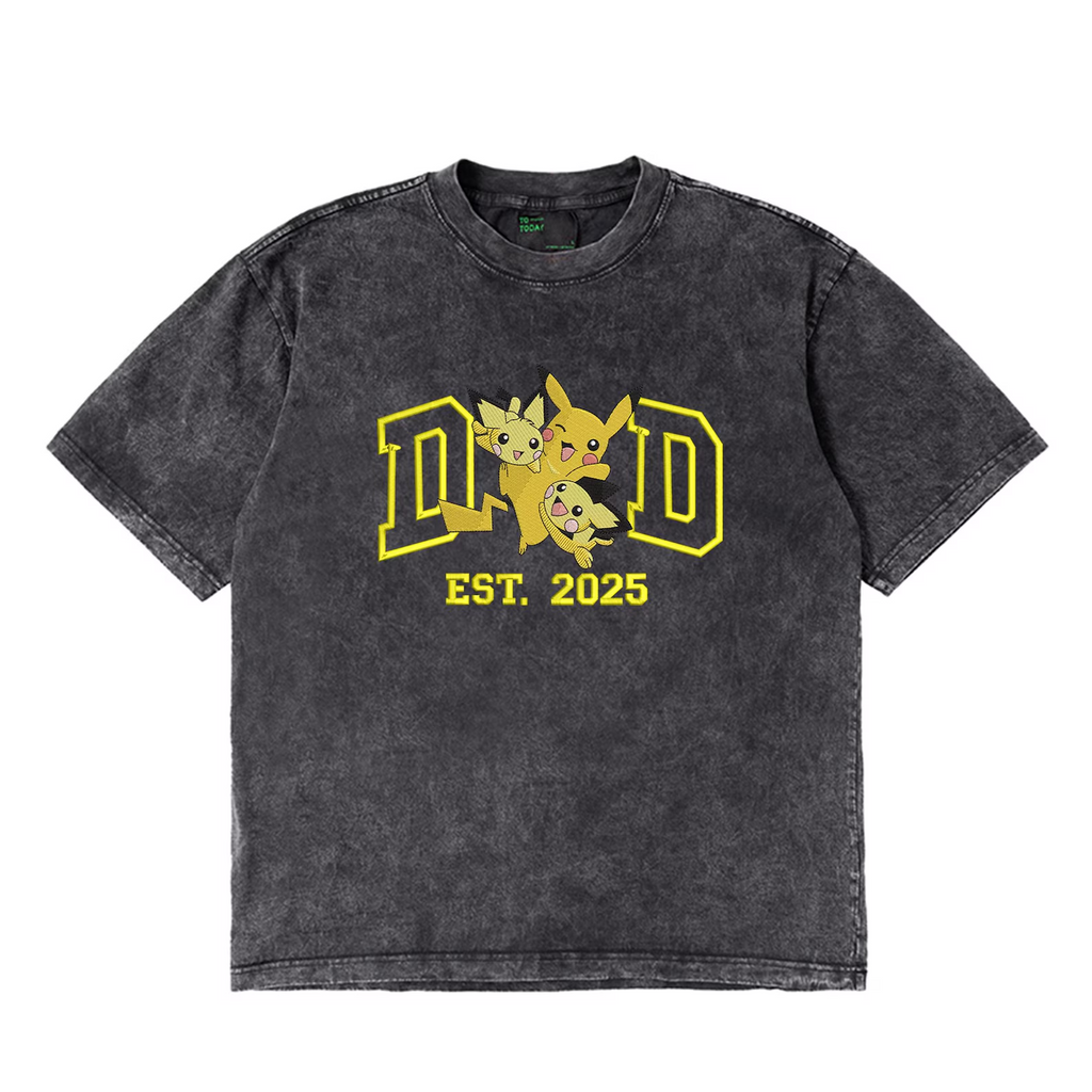 Custom Anime Dad Embroidered Washed T-Shirt, Personalized Father’s Day Gift