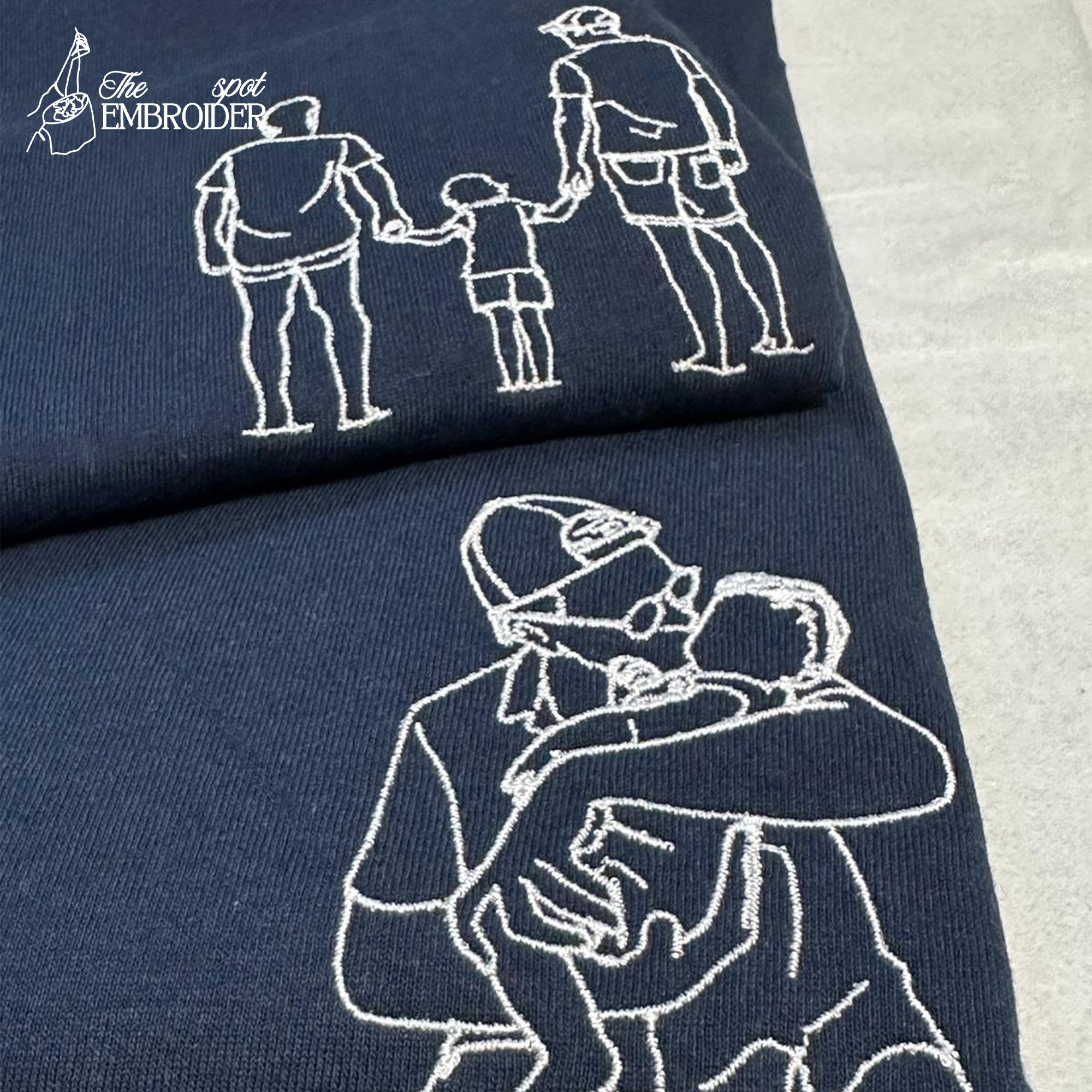 Custom Photo Embroidered T-Shirt, Father and Son Embroidery T-Shirt, Father's Day Embroidery Hoodie.