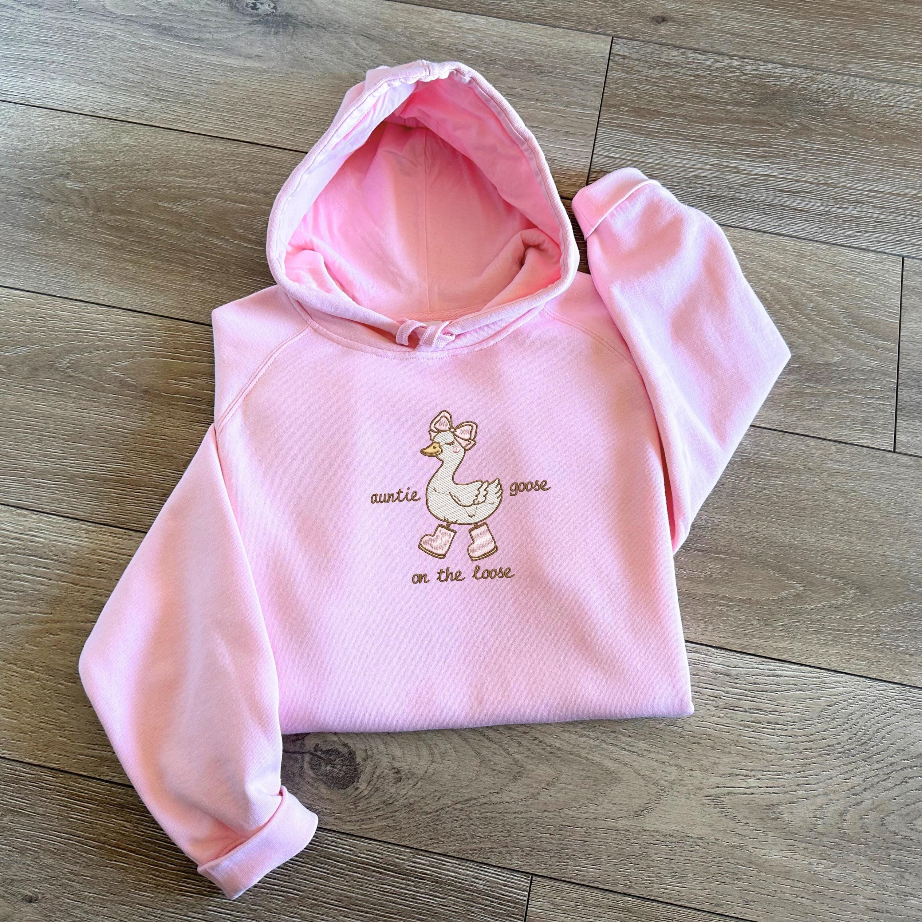 Auntie Goose Embroidered Sweatshirt, Cute Duck Pullover, Cozy Crewneck, Aunt Gift Idea, Funny Goose Sweater