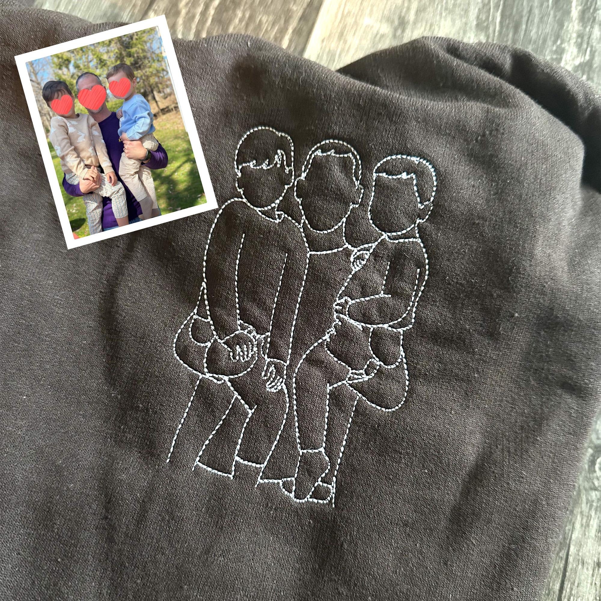 Custom Photo Embroidered T-Shirt, Father and Son Embroidery T-Shirt, Father's Day Embroidery Hoodie.