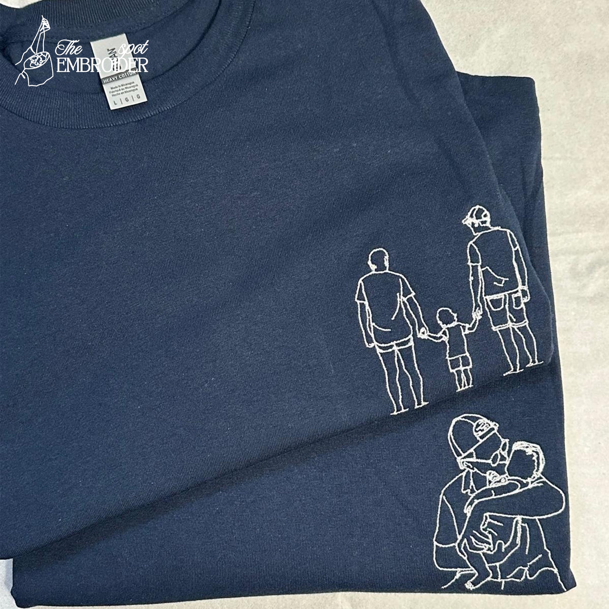 Custom Photo Embroidered T-Shirt, Father and Son Embroidery T-Shirt, Father's Day Embroidery Hoodie.