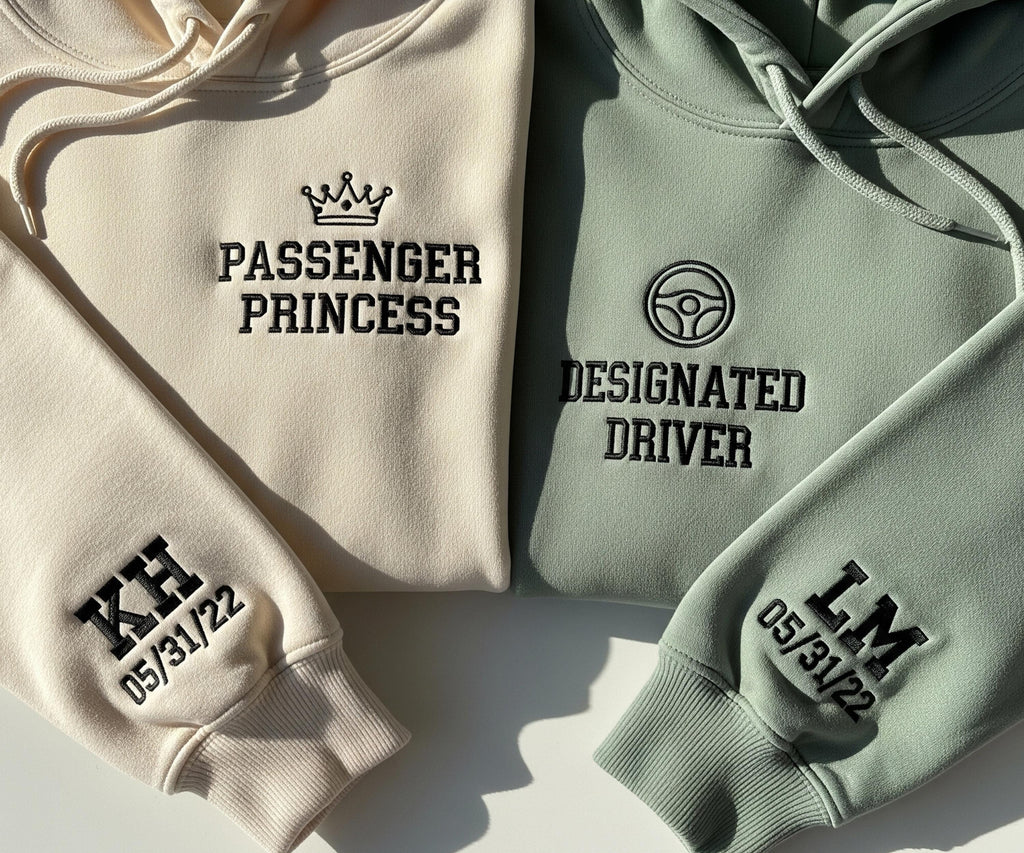 Embroidered Couple Sweatshirt, Designated Driver Embroidered Shirt, Valentine Shirt, Couple Gift for Her, Matching Couple Sweater