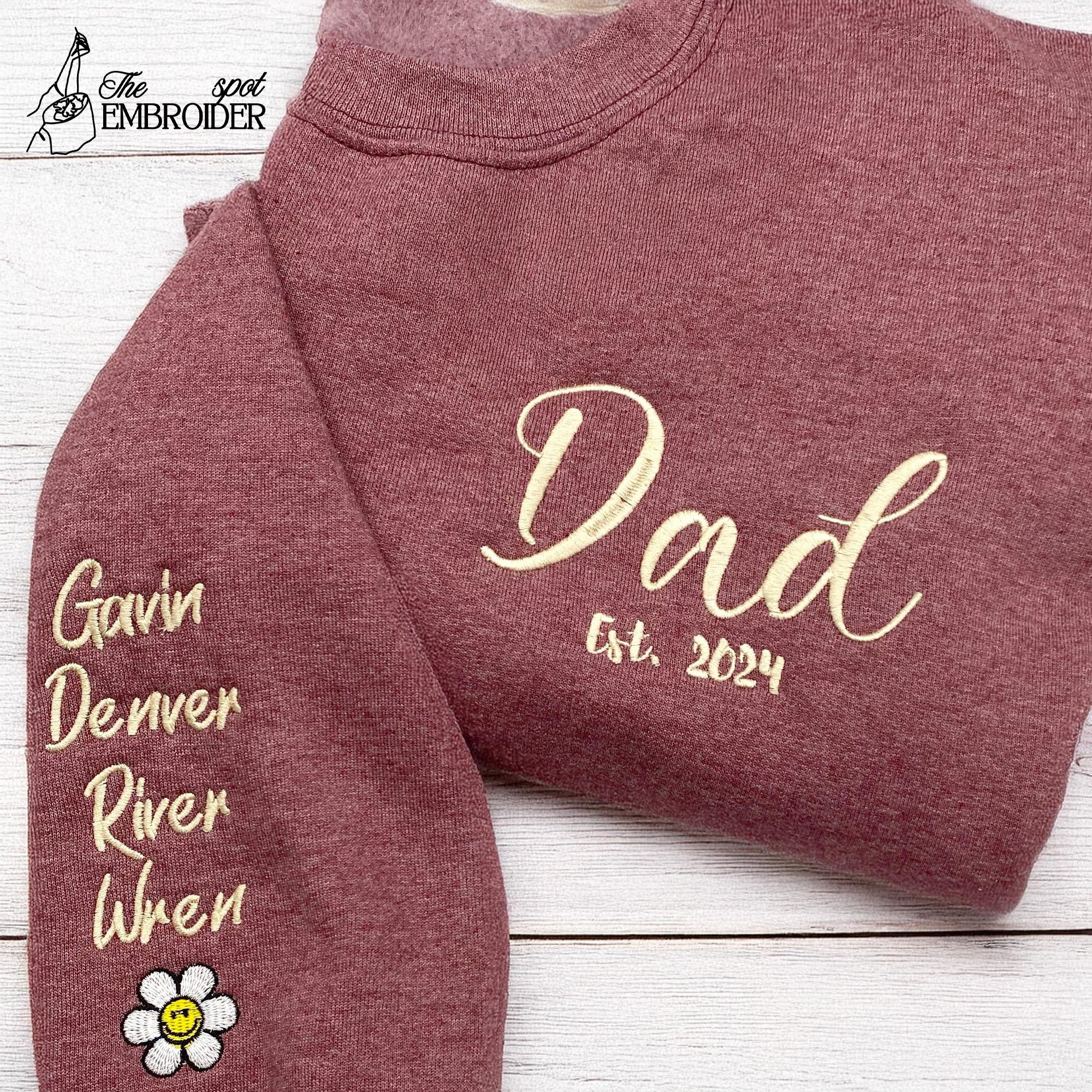 Father’s Day Gift, Custom Embroidered Dad Sweatshirt, Personalized Grandpa Hoodie, New Dad Shirt with Kids’ Names, Dad Gift