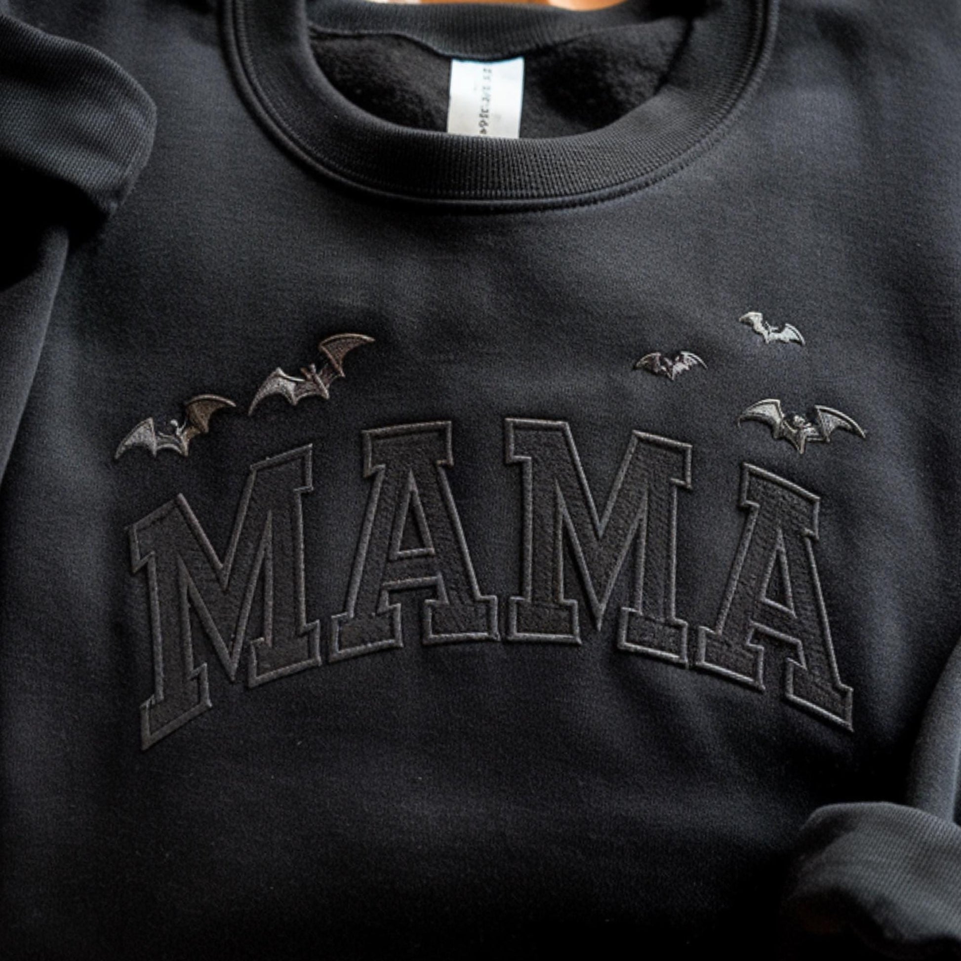Mama Embroidered Halloween Sweatshirt, Halloween Mom Embroidery Hoodie, Bat Mom Outfit Halloween MAMA Clothing, Mothers Day Gift Crewneck