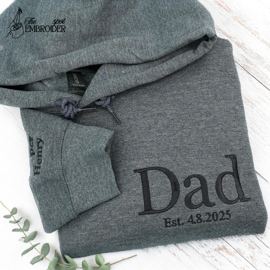 Father’s Day Gift, Custom Embroidered Dad Sweatshirt, Personalized Grandpa Hoodie, New Dad Shirt with Kids’ Names, Dad Gift