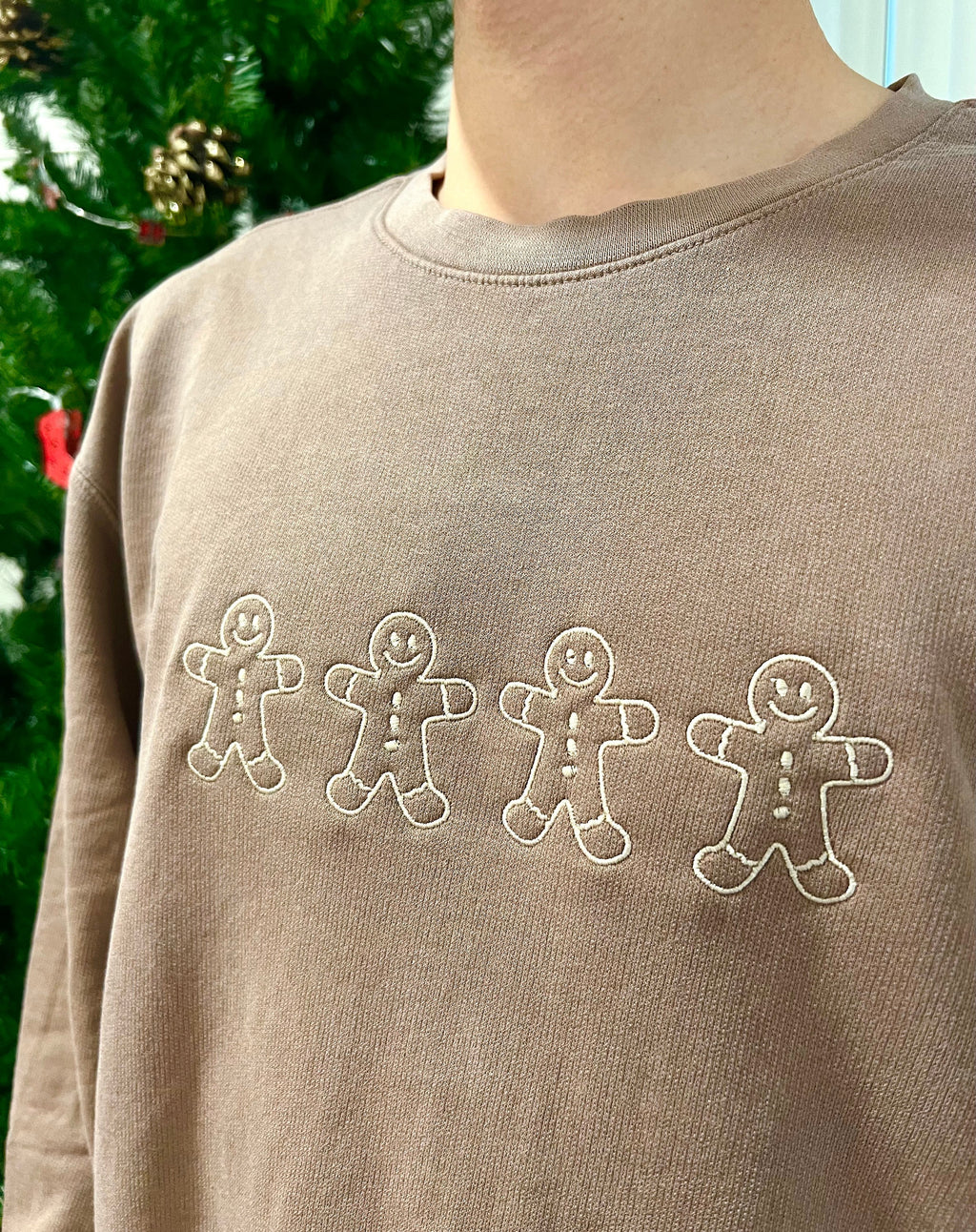 Gingerbread Men Embroidered Christmas Sweatshirt, Christmas Crewneck, Holiday Gifts, Cozy Lounge Wear, Christmas Gifts