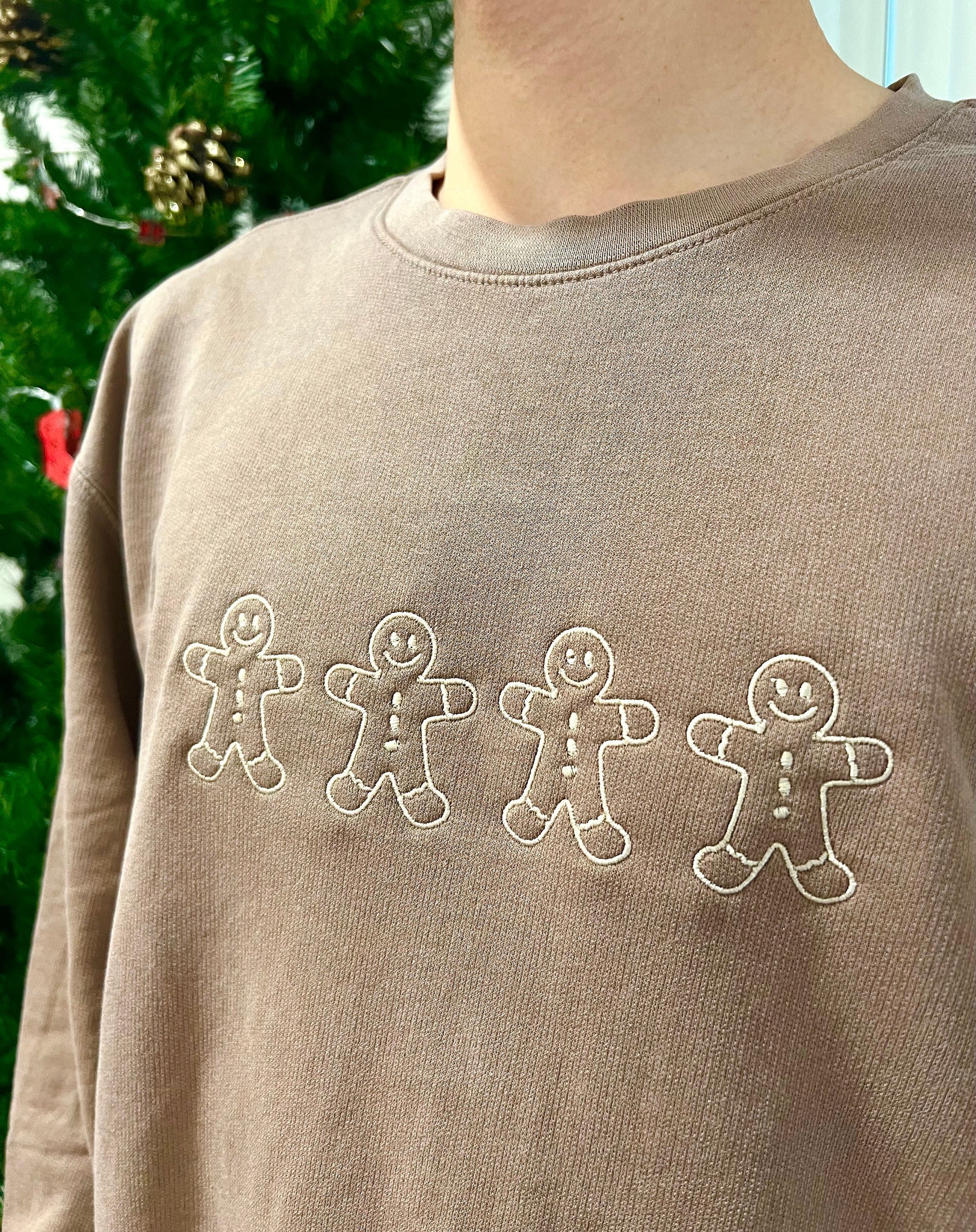 Gingerbread Men Embroidered Christmas Sweatshirt, Christmas Crewneck, Holiday Gifts, Cozy Lounge Wear, Christmas Gifts