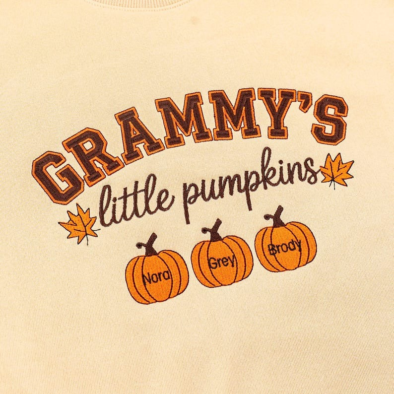 Personalized Grandma Embroidered Sweatshirt, Halloween Custom Nickname Nana Mimi Embroidery Shirt, Autumn Fall Tee