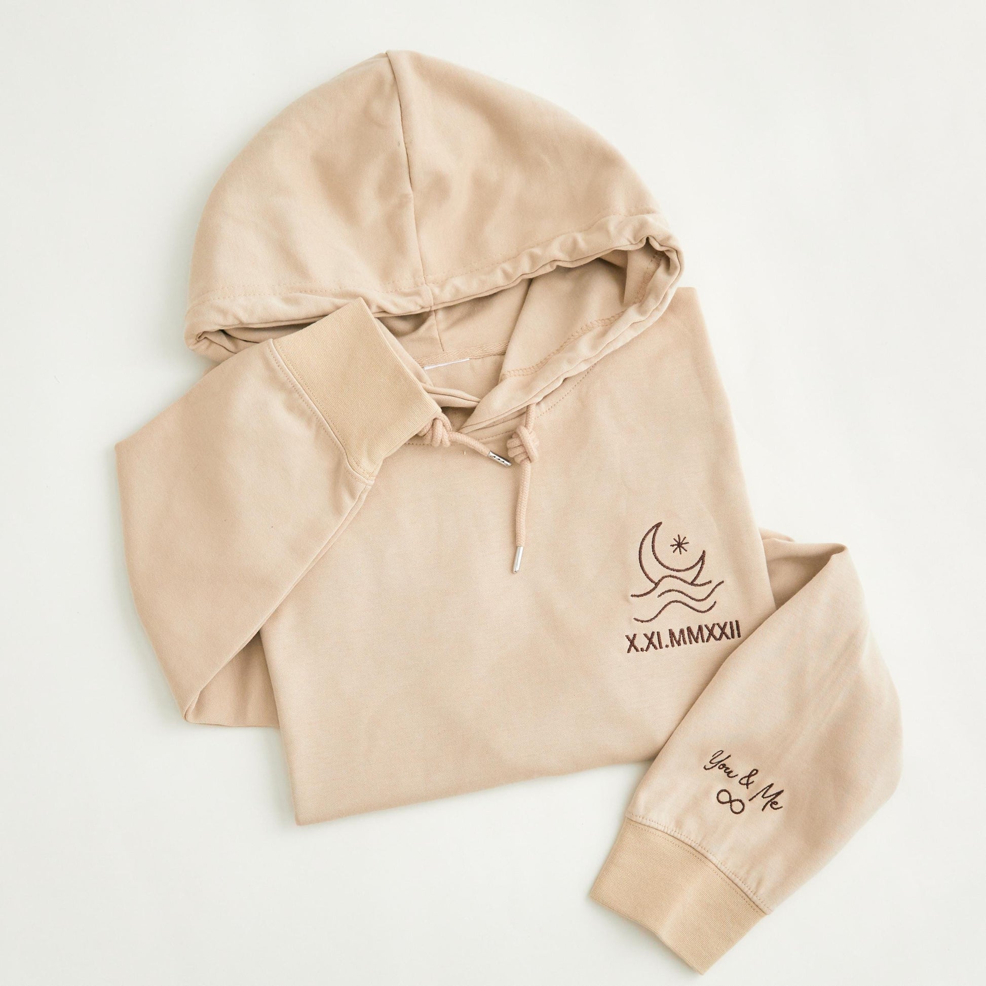 Personalized Couple Hoodie, Sun & Moon Embroidery, Custom Roman Numerals Sweatshirt, His and Hers Outfit, Wedding Gift, Anniversary Hoodie