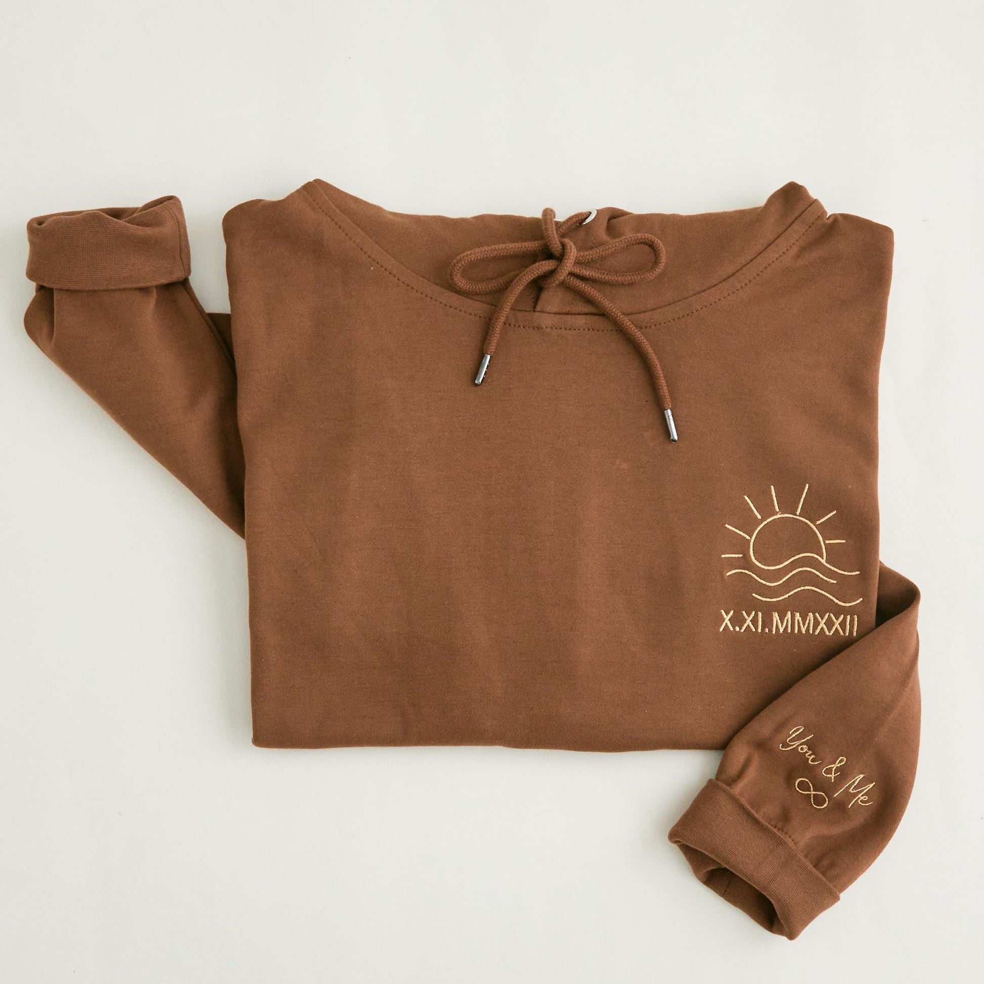 Personalized Couple Hoodie, Sun & Moon Embroidery, Custom Roman Numerals Sweatshirt, His and Hers Outfit, Wedding Gift, Anniversary Hoodie