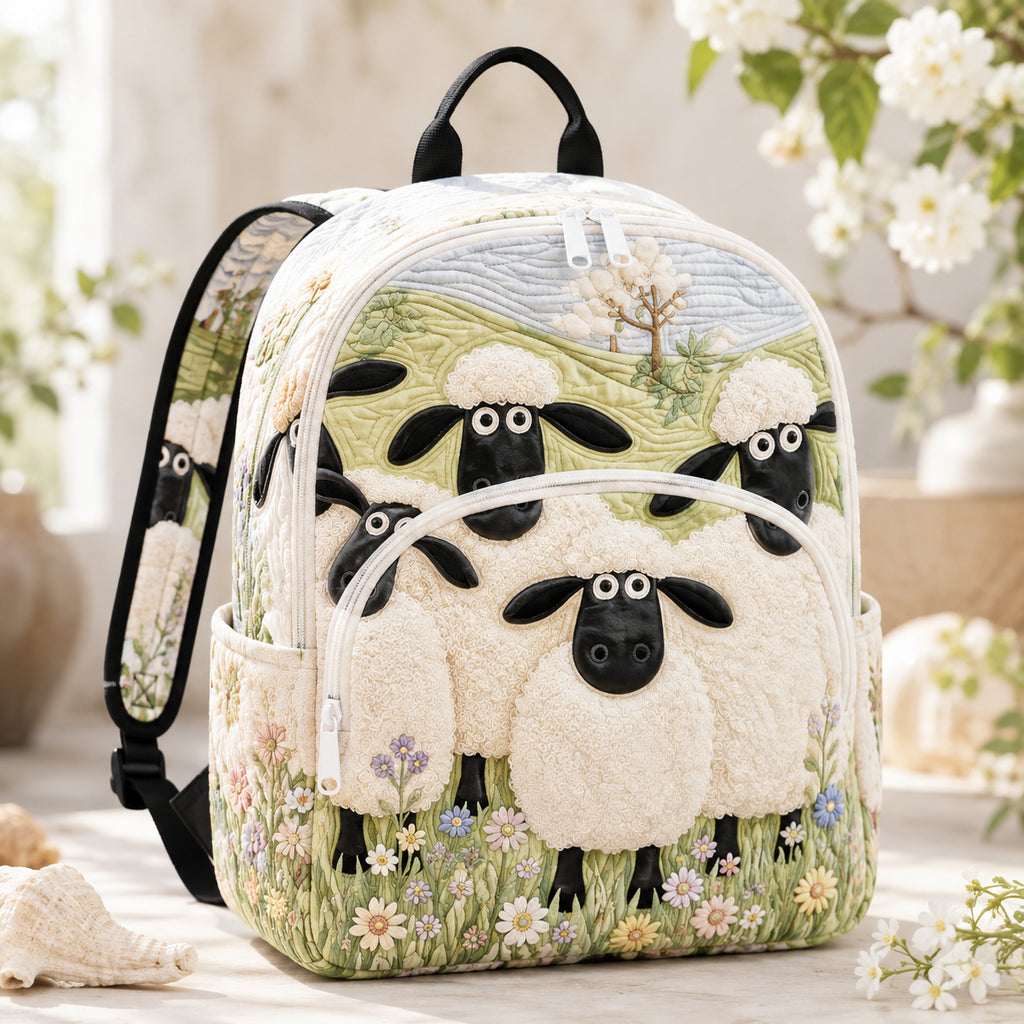 Sheep Quilted Backpack, Sheep Backpack, Mini Travel Bag, School Bag, Back To School Backpack QBP13