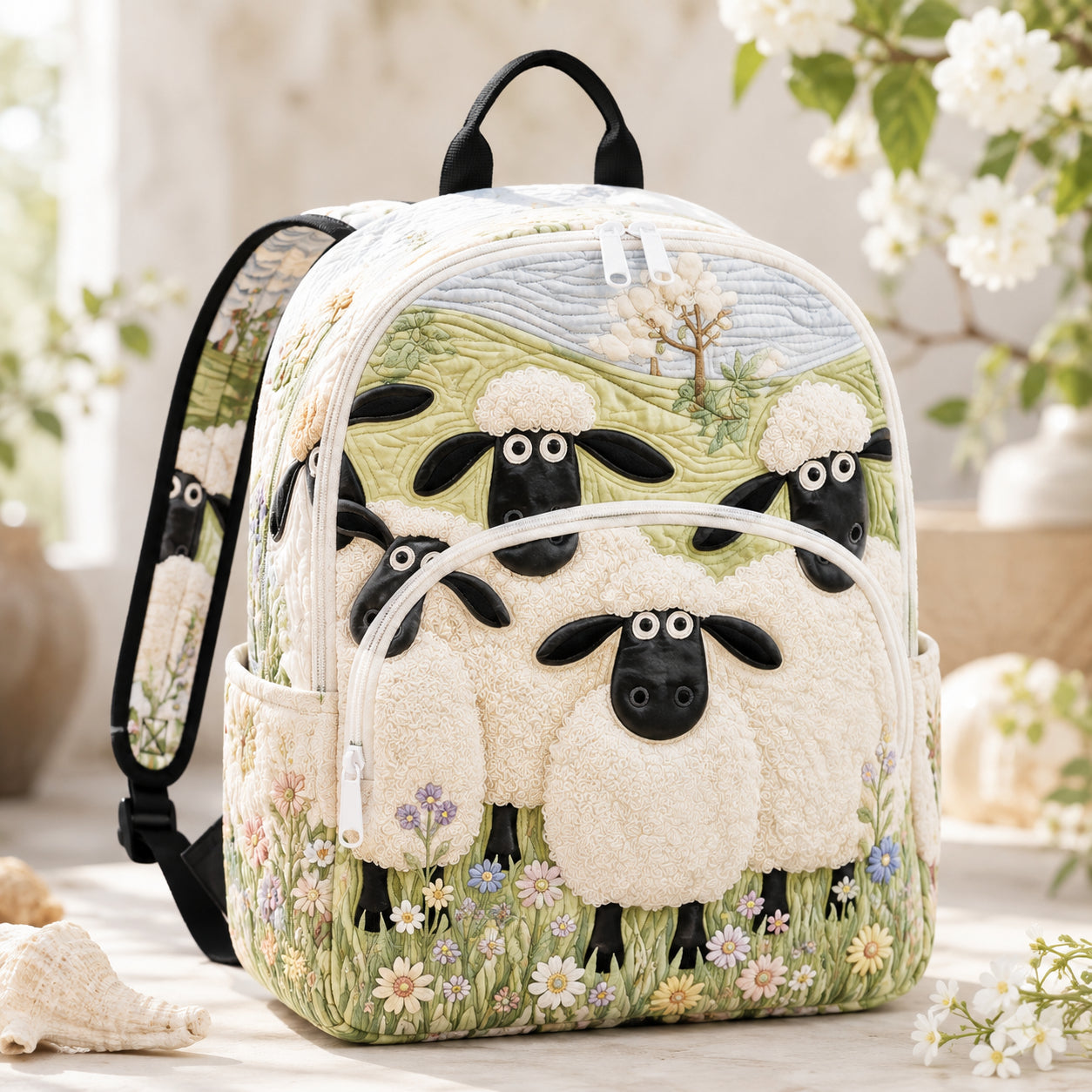 Sheep Quilted Backpack, Sheep Backpack, Mini Travel Bag, School Bag, Back To School Backpack QBP13