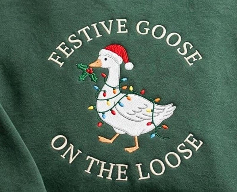Embroidered Goose Christmas Sweatshirt – Festive Holiday Apparel, Funny Goose Shirt XMASS17