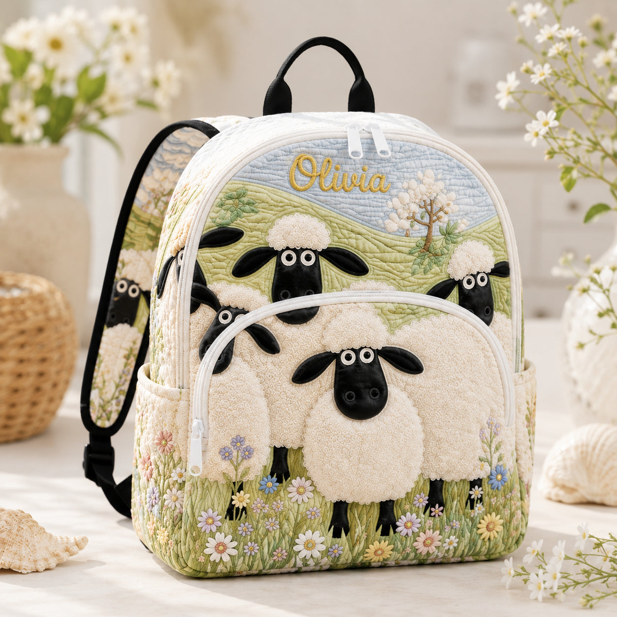 Sheep Quilted Backpack, Sheep Backpack, Mini Travel Bag, School Bag, Back To School Backpack QBP13