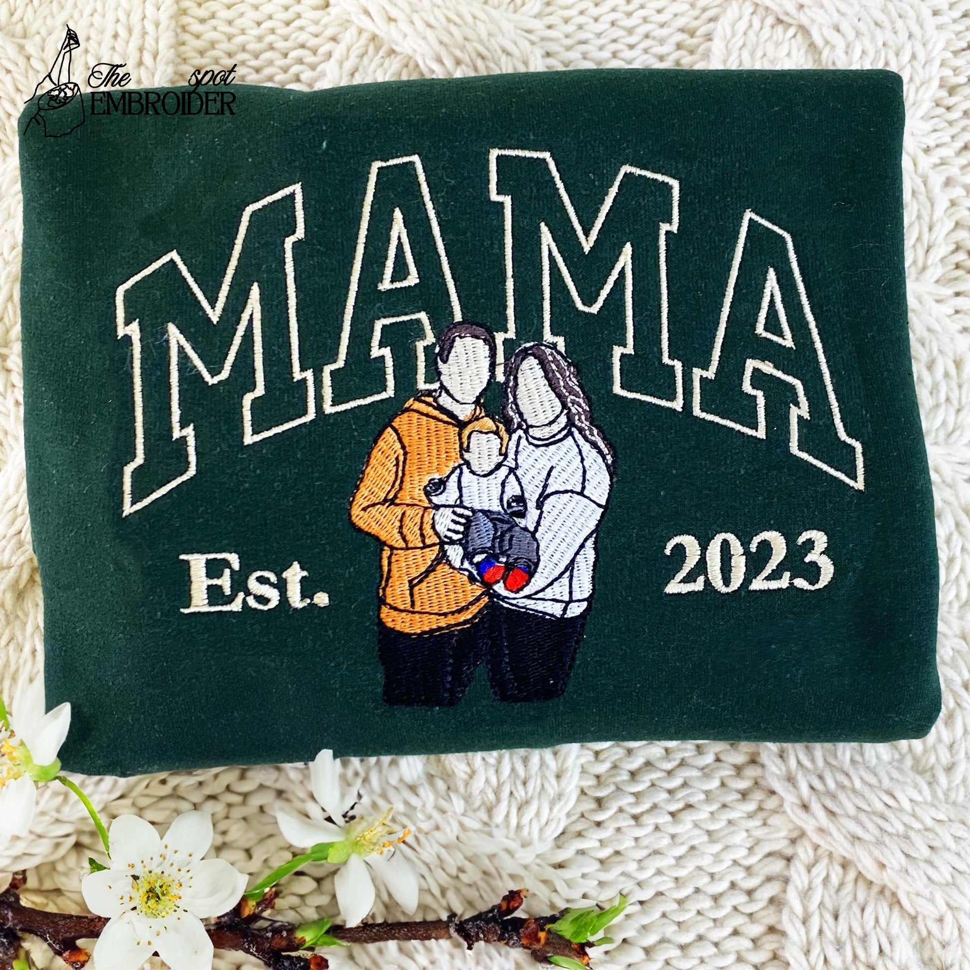 Mother's Day Gifts For Mom, Custom Mama Sweatshirt With Photo, Personalized Embroidered Family Portrait Hoodie, Birthday Gift For Mom