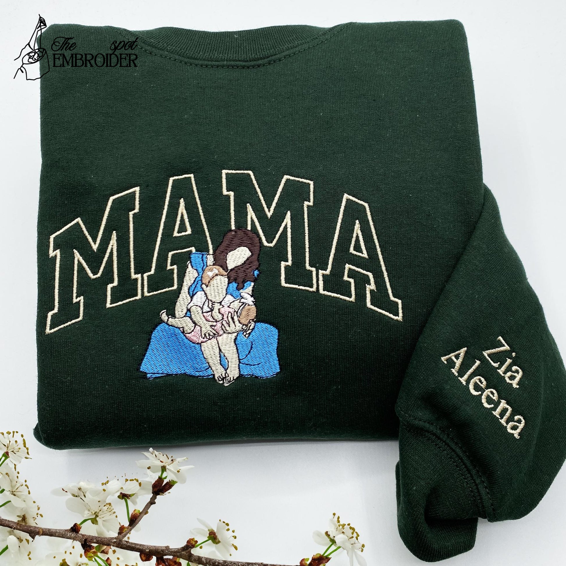 Mother's Day Gifts For Mom, Custom Mama Sweatshirt With Photo, Personalized Embroidered Family Portrait Hoodie, Birthday Gift For Mom