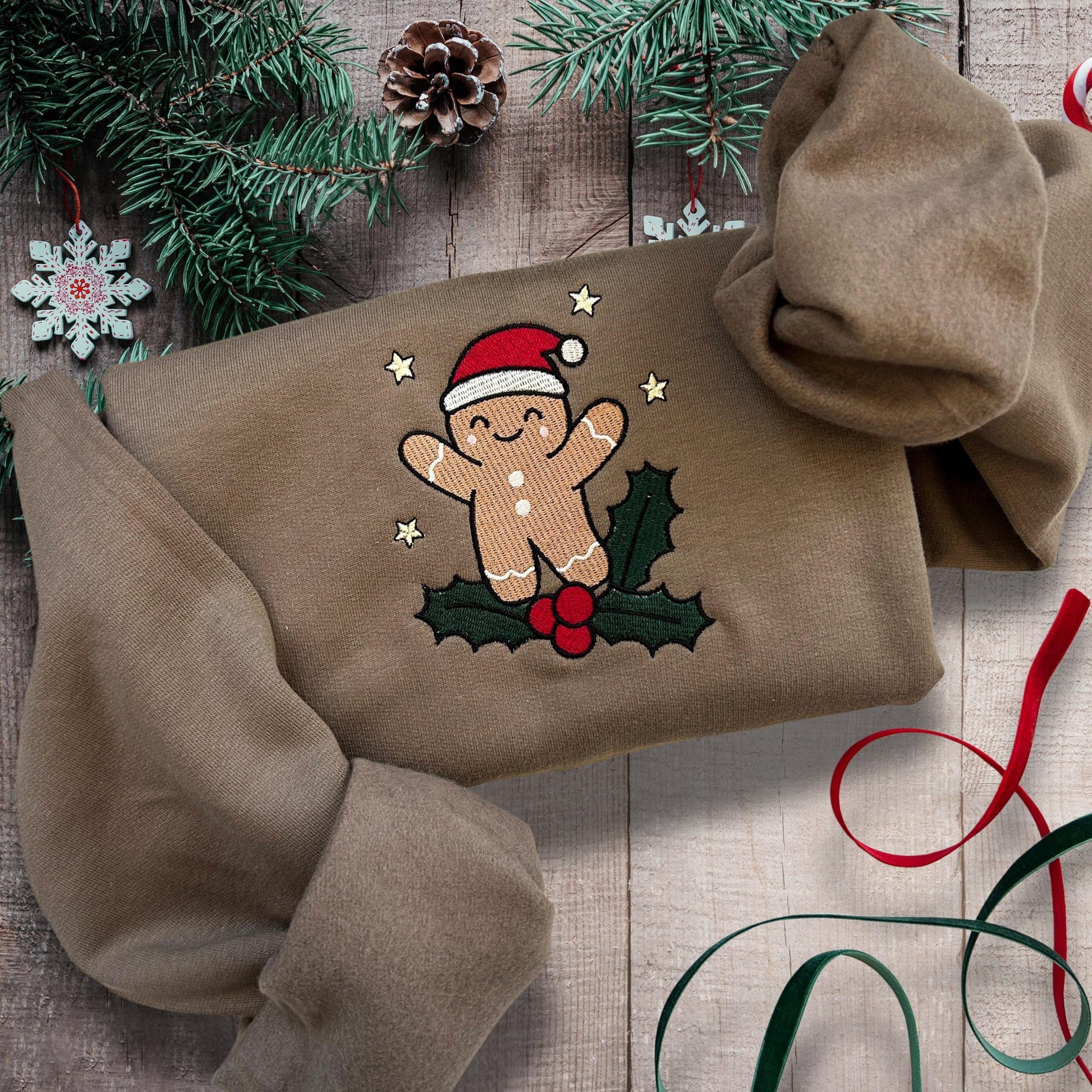 Embroidered Christmas Gingerbread Sweatshirt, Holiday Sweatshirt, Gingerbread Man Embroidered Sweater, Christmas Sweatshirt, Christmas Gifts