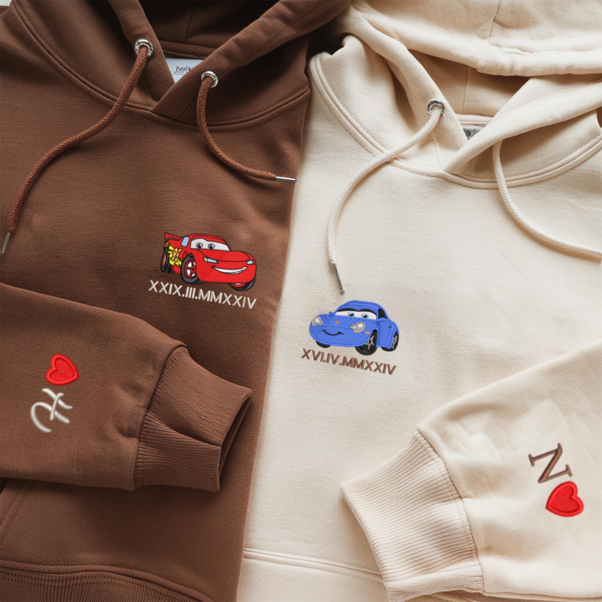 Custom Lovely Car Couple Characters Embroidered Sweatshirt, Couple Matching Sweater Couple Matching Clothe Gift, Gift for Her, We are Couple