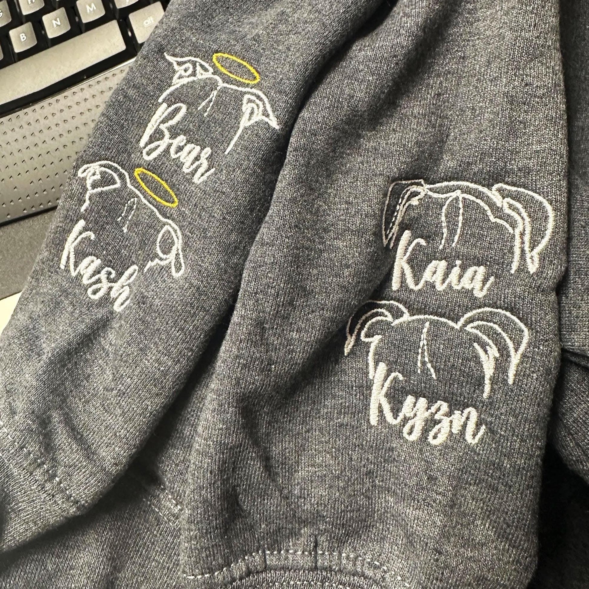 Custom Dog Mom Hoodie, Embroidered Pet Ears Sweatshirt, I Wear My Heart On My Sleeve Sweatshirt, Pet Gift For Mom, Mothers Day Gift