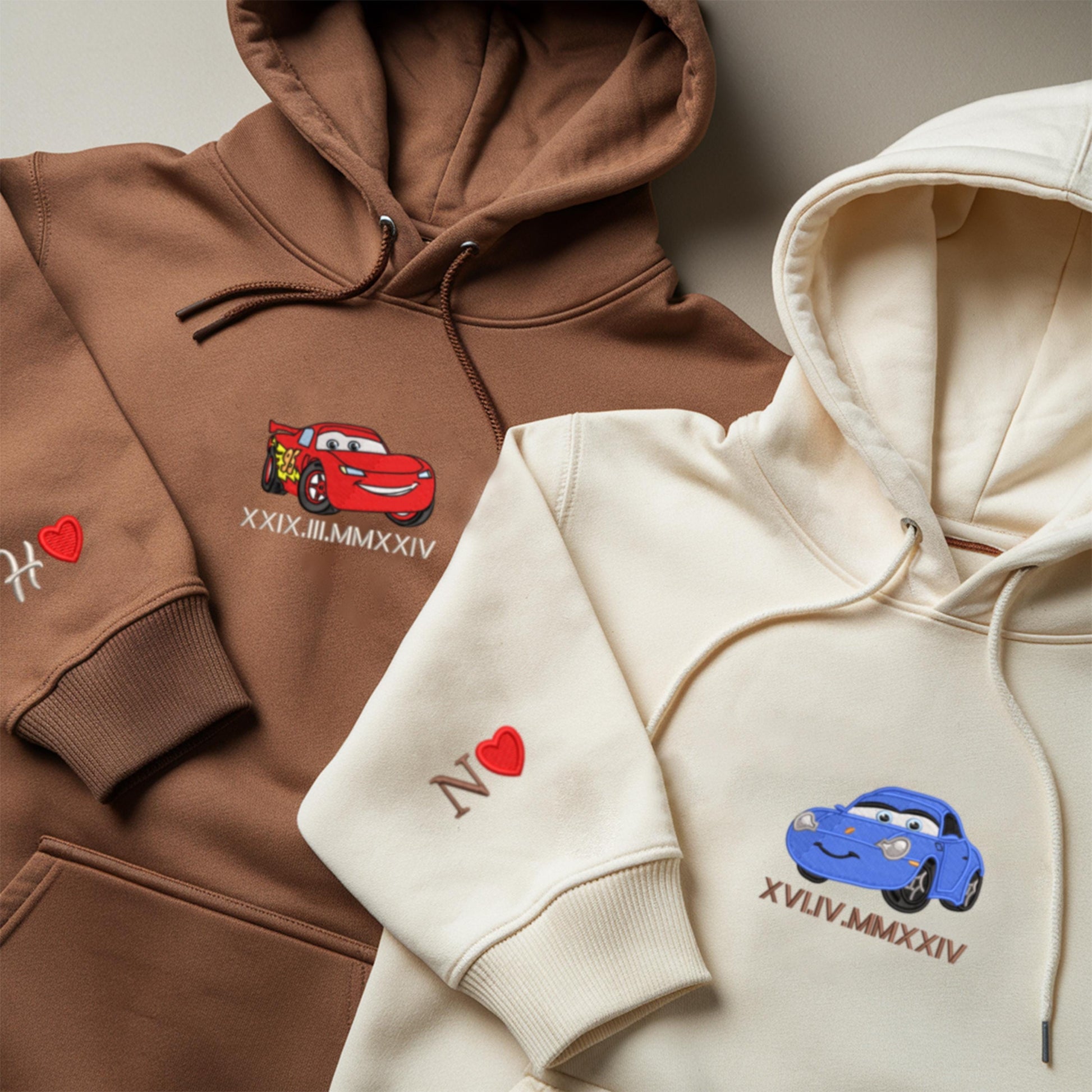 Custom Lovely Car Couple Characters Embroidered Sweatshirt, Couple Matching Sweater Couple Matching Clothe Gift, Gift for Her, We are Couple