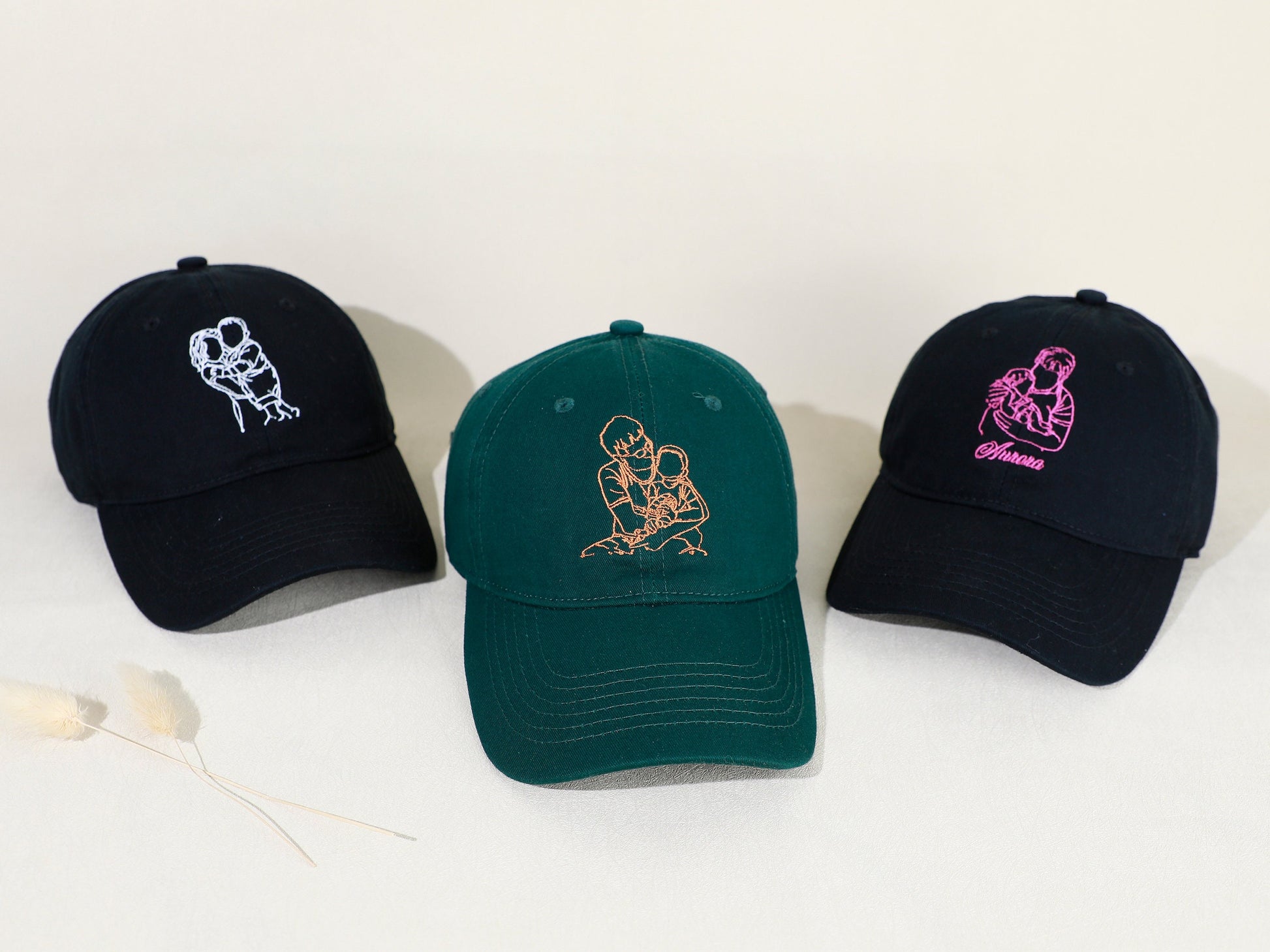 Custom Outline Portrait Photo Embroidered Hat, Personalized Hat Gifts, Embroidered Family Portrait Baseball Cap, Mother's Day Gift, Gift for Dad