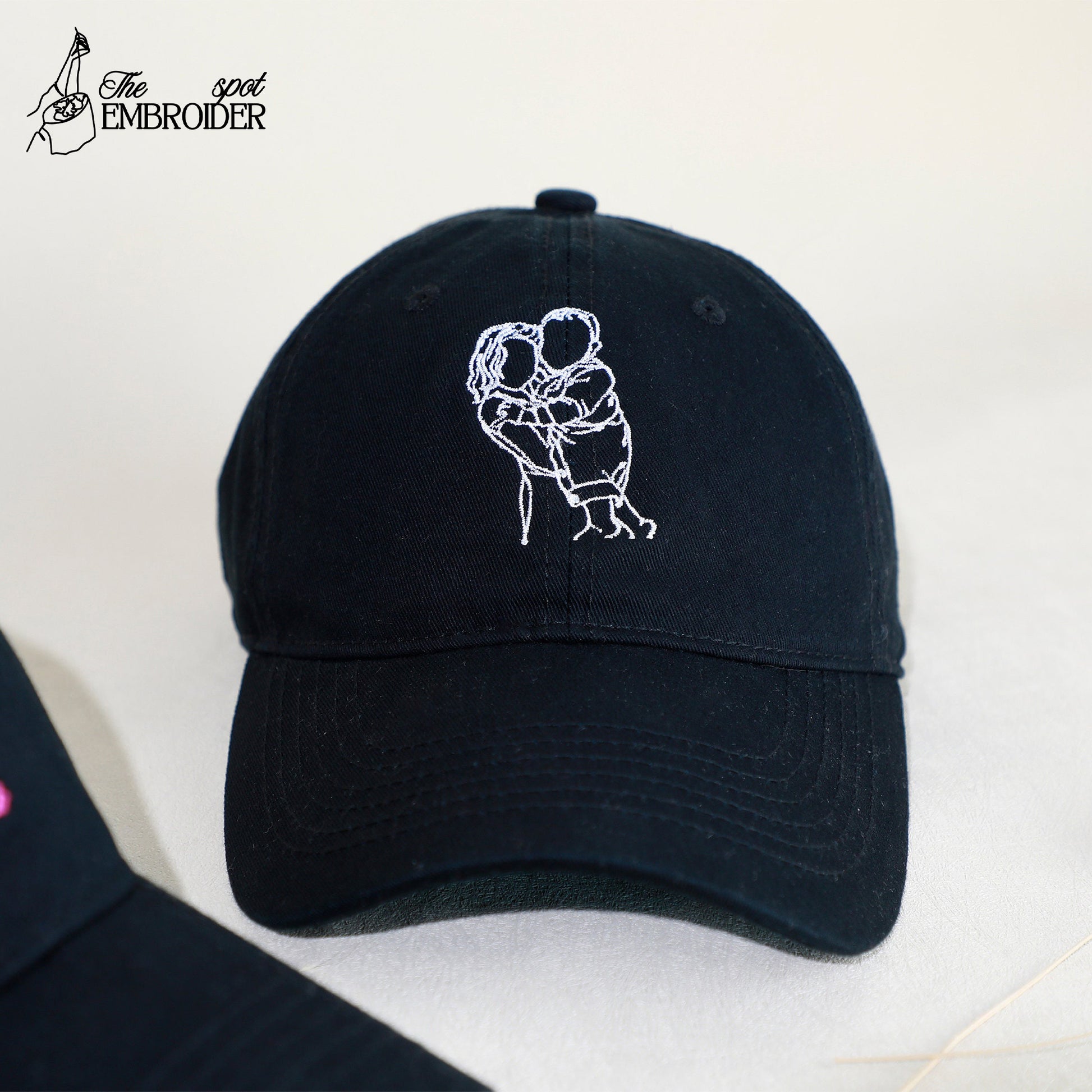 Custom Outline Portrait Photo Embroidered Hat, Personalized Hat Gifts, Embroidered Family Portrait Baseball Cap, Mother's Day Gift, Gift for Dad