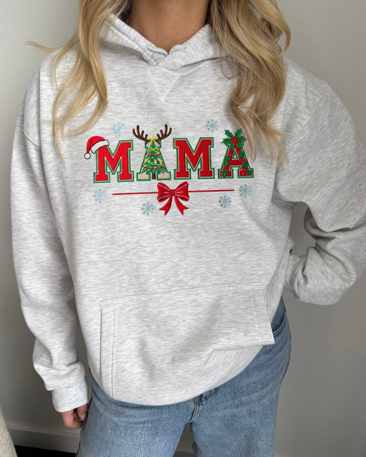 Mama Christmas Sweatshirt, Reindeer Tree Santa Hat Sweater, Holiday Mama Shirt, Christmas Gift for Mom, Cozy Winter Outfit