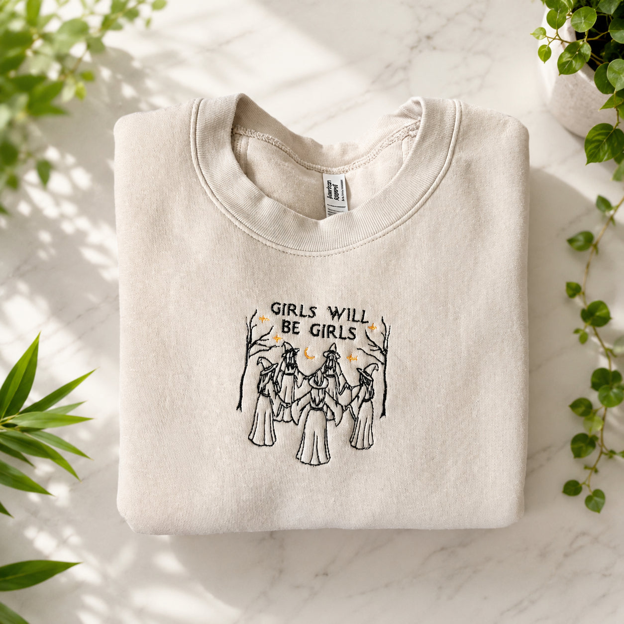 Embroidered Witch Coven Shirt, Girls Will Be Girls Shirt, Witch Tee, Halloween Shirt, Fall Shirt HLEM30
