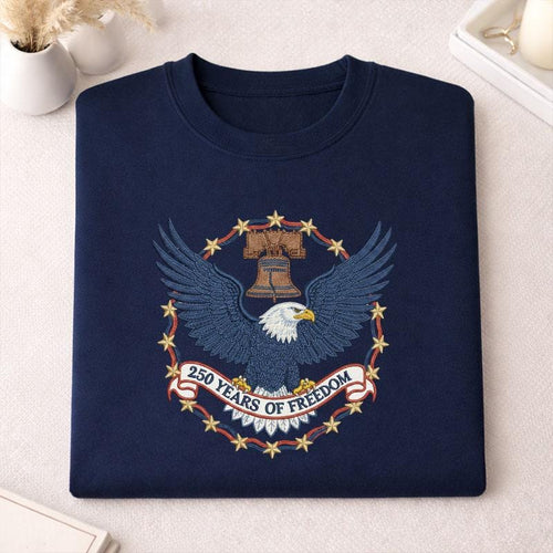 American Eagle Embroidered Sweatshirt, 250 Years of Freedom 1776–2026 Crewneck, Patriotic USA 250th Anniversary Shirt, Independence Day Gift