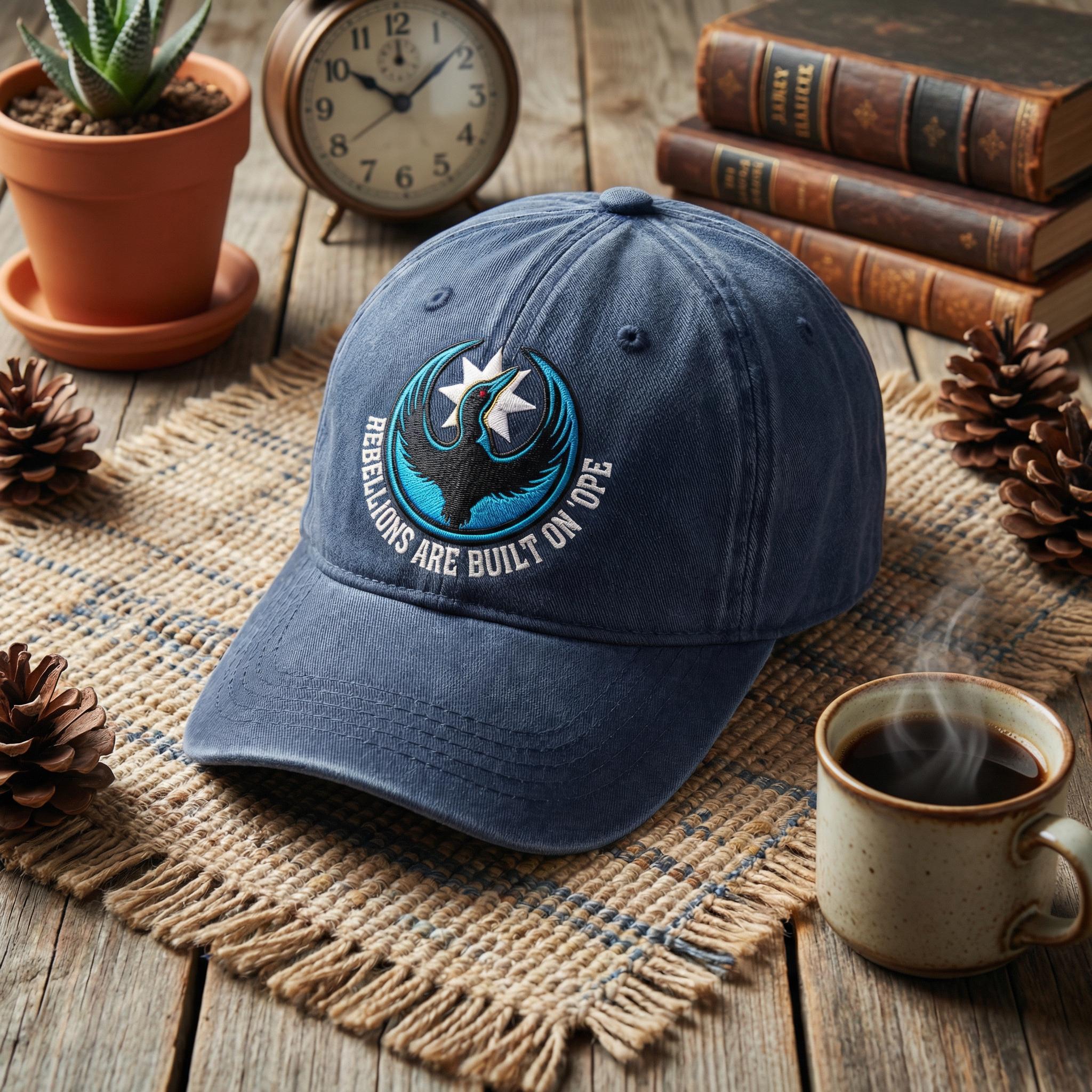 Embroidered Rebellions Are Built On Hope Hat, Minnesota Rebel Alliance Political Hat, MN State Bird Loon Protest + Resistance Hat