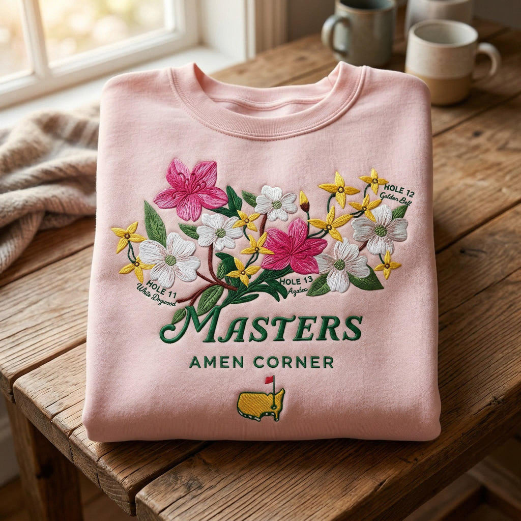 Embroidered Masters Amen Corner Floral Sweatshirt | Golf Tournament Apparel