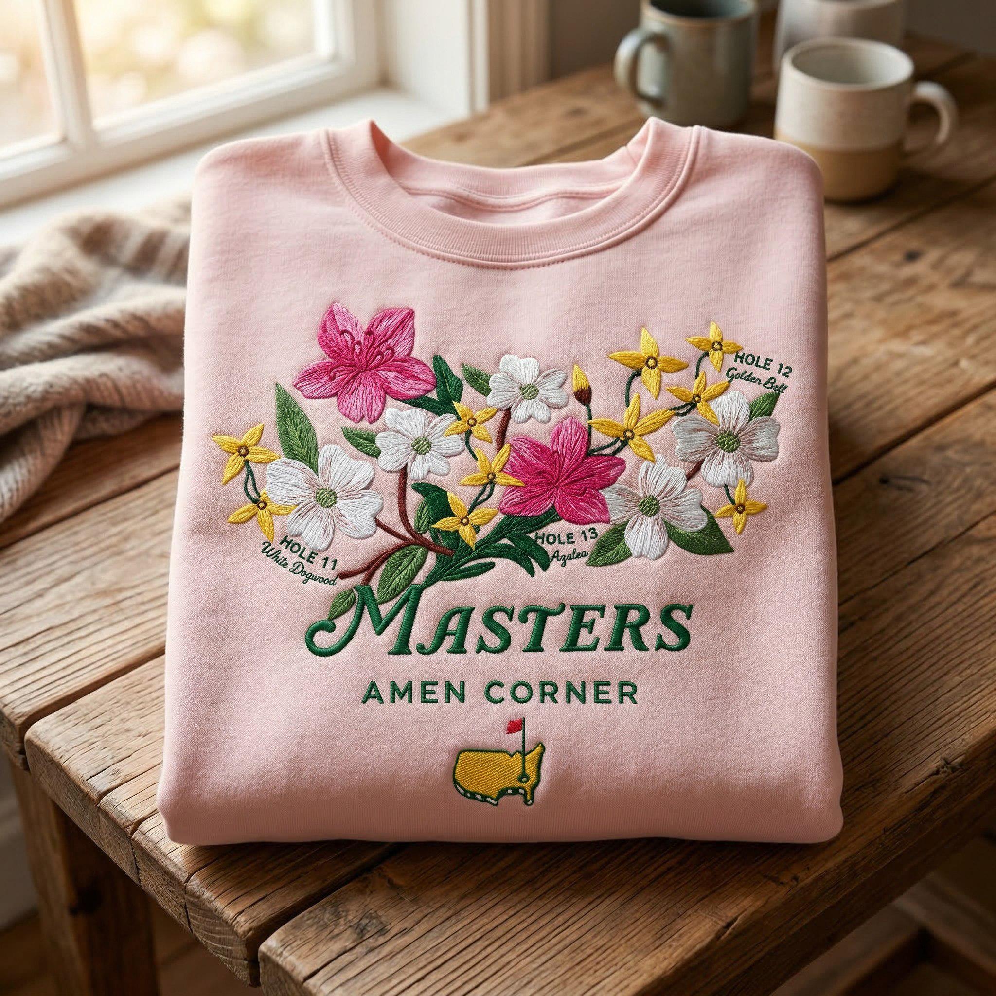 Embroidered Masters Amen Corner Floral Sweatshirt | Golf Tournament Apparel