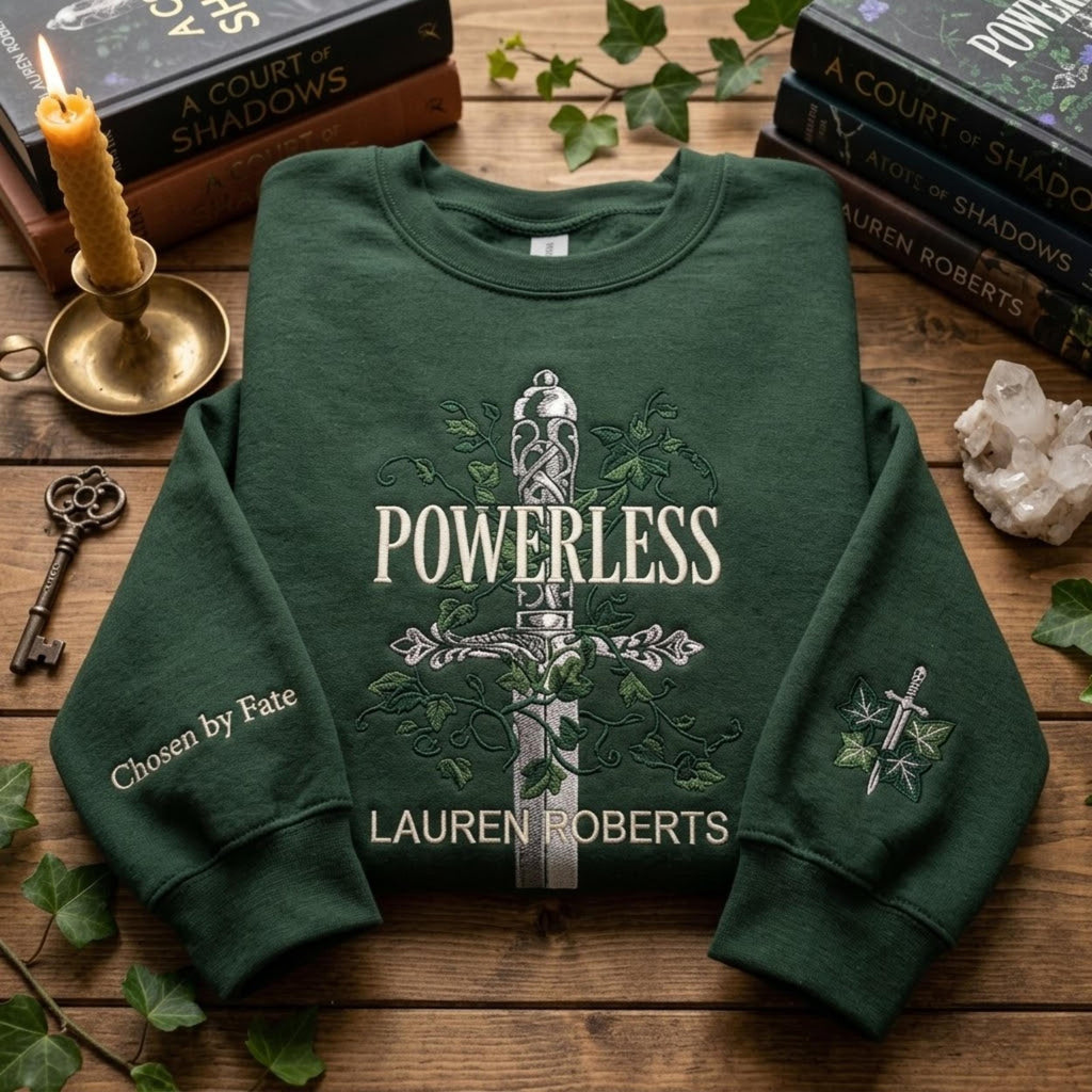 Powerless Lauren Roberts Embroidered Shirt, Powerless Embroidery Sweatshirt, Gift For Book Lovers, Bookish Merch, Fantasy Reader Apparel