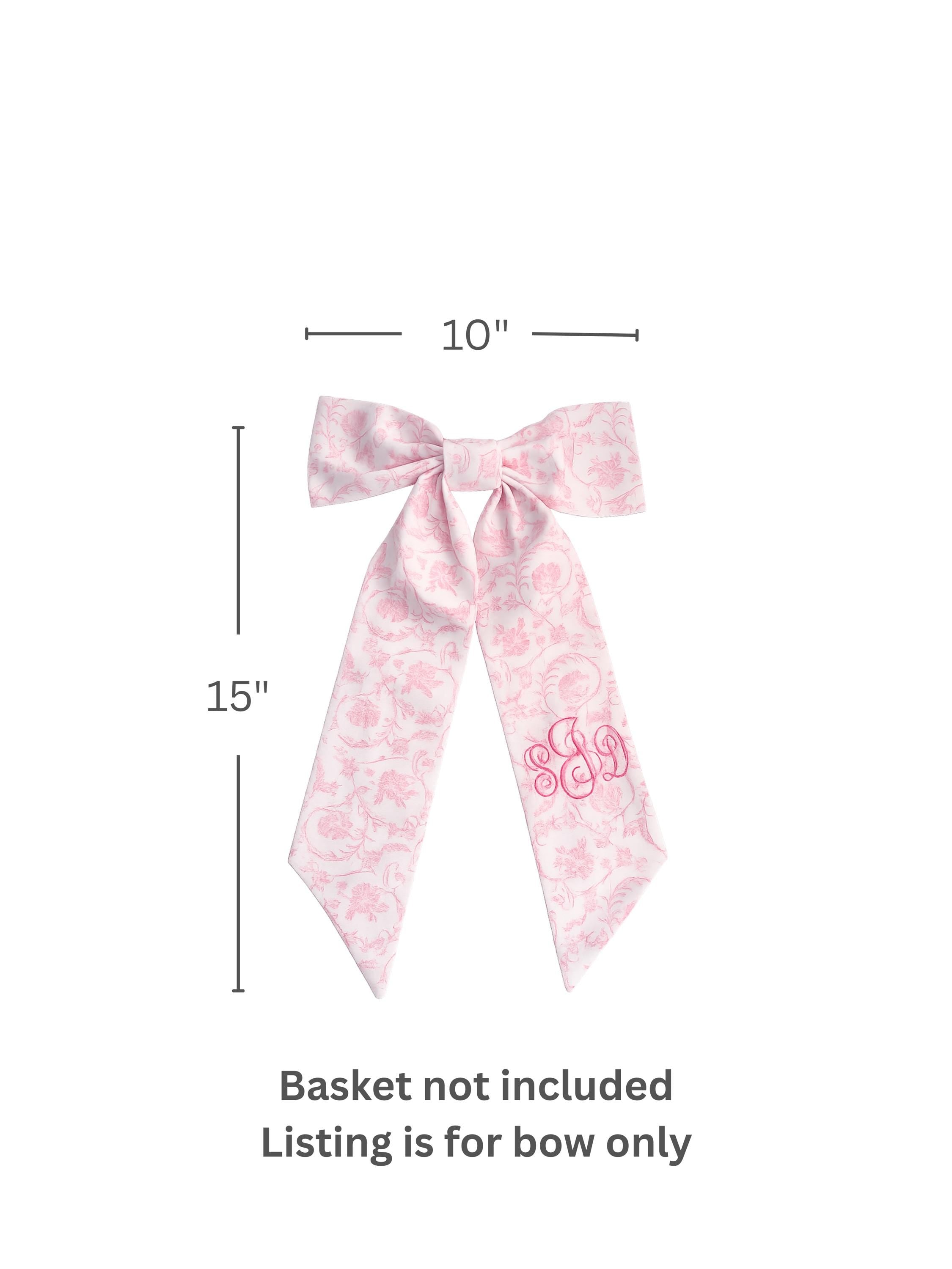 Personalized Bow For Easter Basket, Custom Embroidered Monogram Bow, Nursery Decor